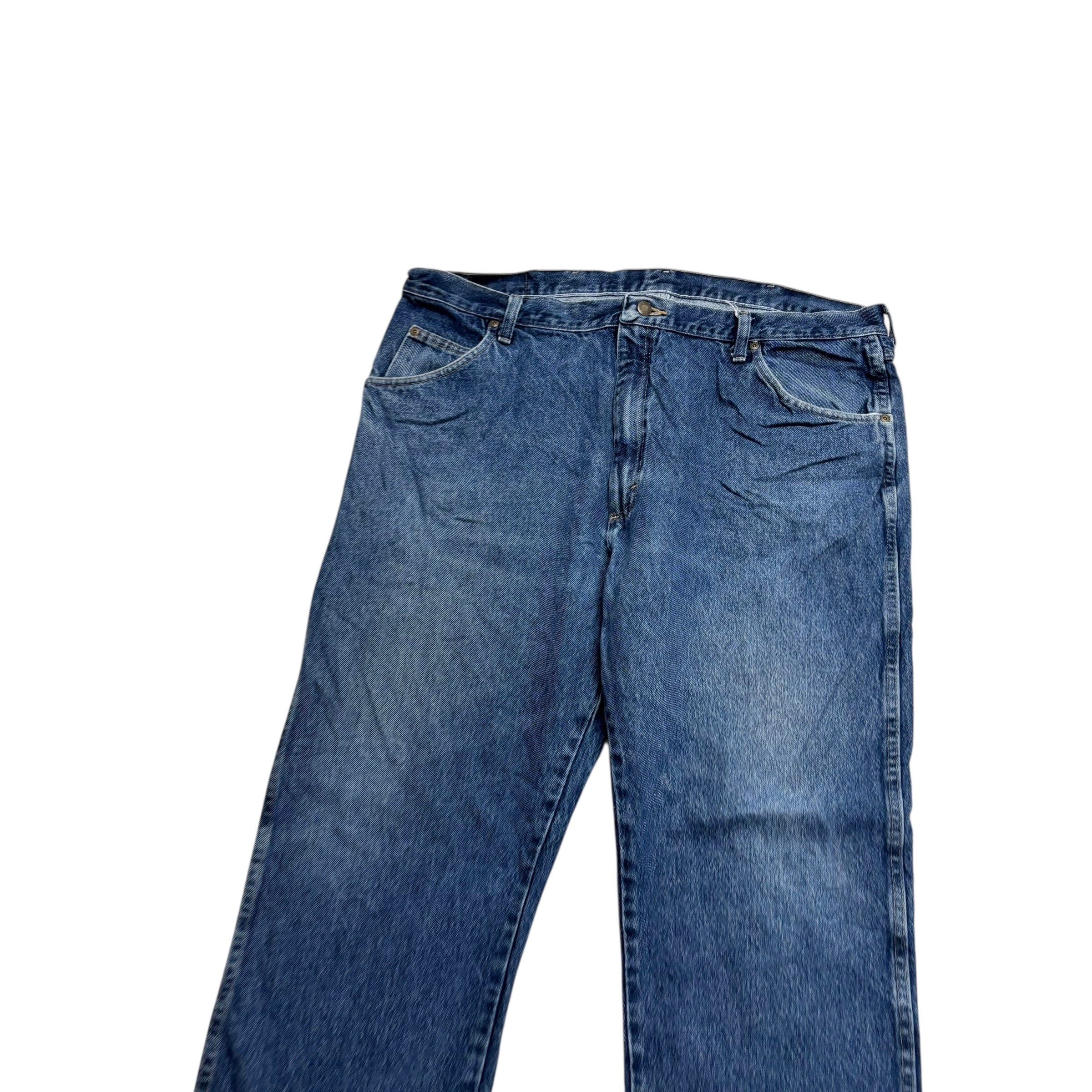 Wrangler Jeans W42 L30 Mens Mid Blue Regular Straight Fit Denim (E)