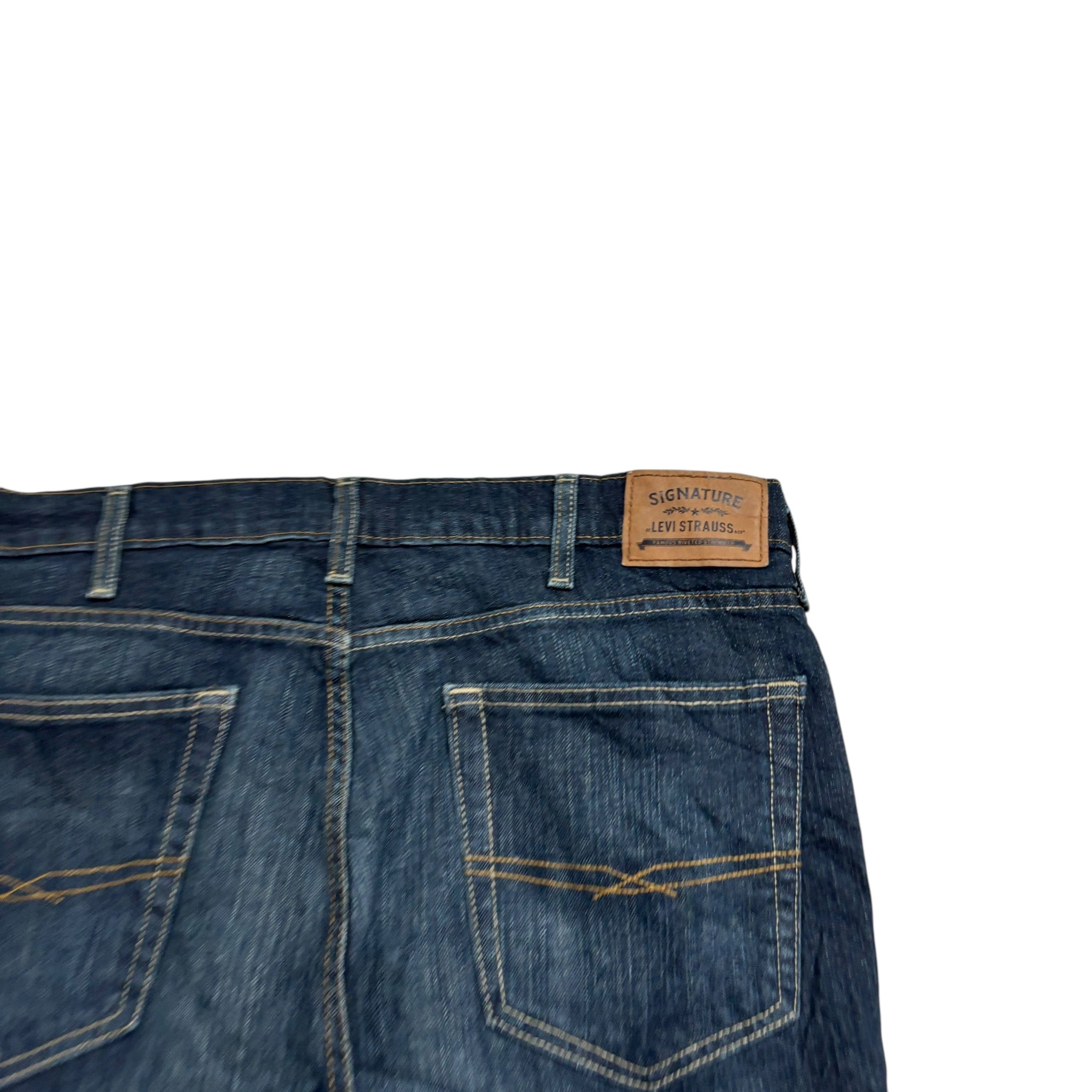 Levis Signature Jeans W38 L34 Mens Dark Blue Athletic Tapered Stretch Denim (E)