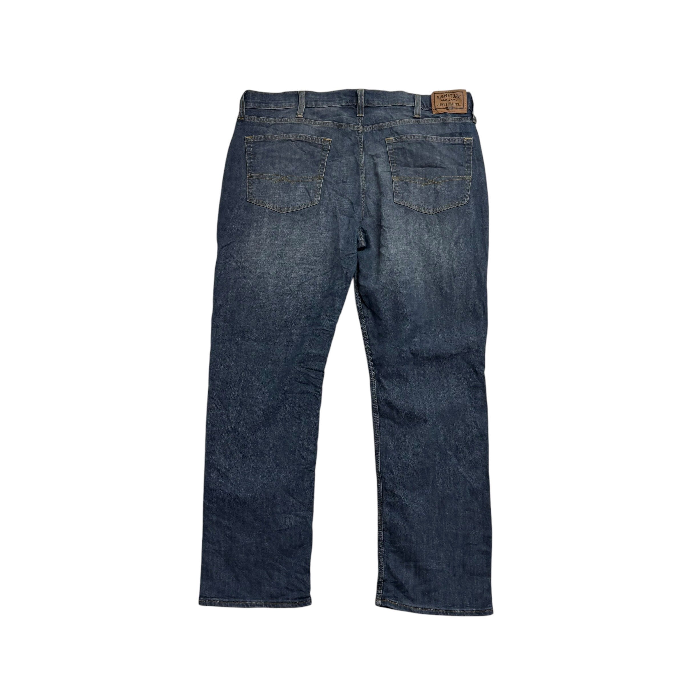 Levis Signature Jeans W38 L30 Mens Dark Blue Regular Straight Stretch Denim (E)