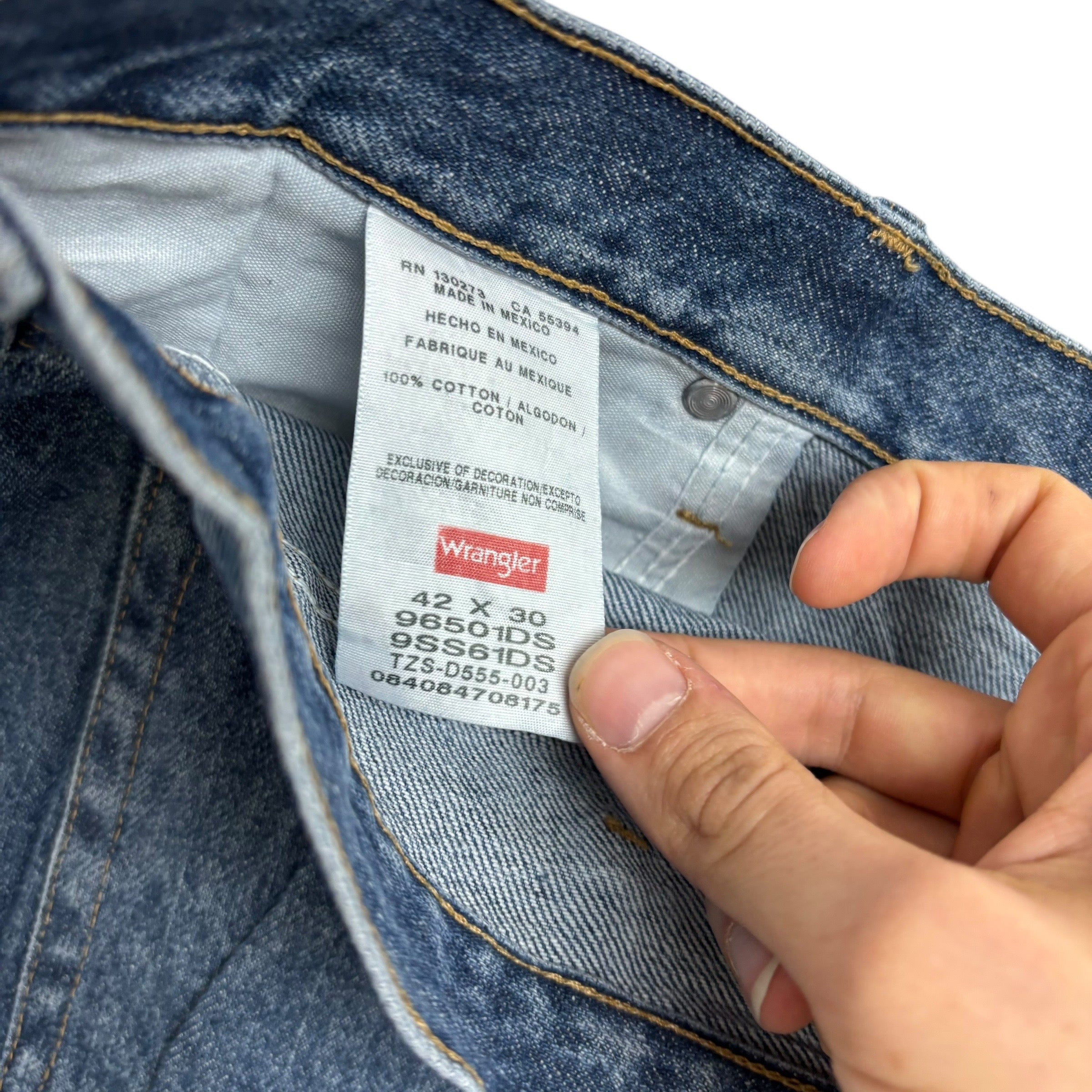 Wrangler Jeans W42 L30 Mens Mid Blue Regular Straight Fit Denim (E)
