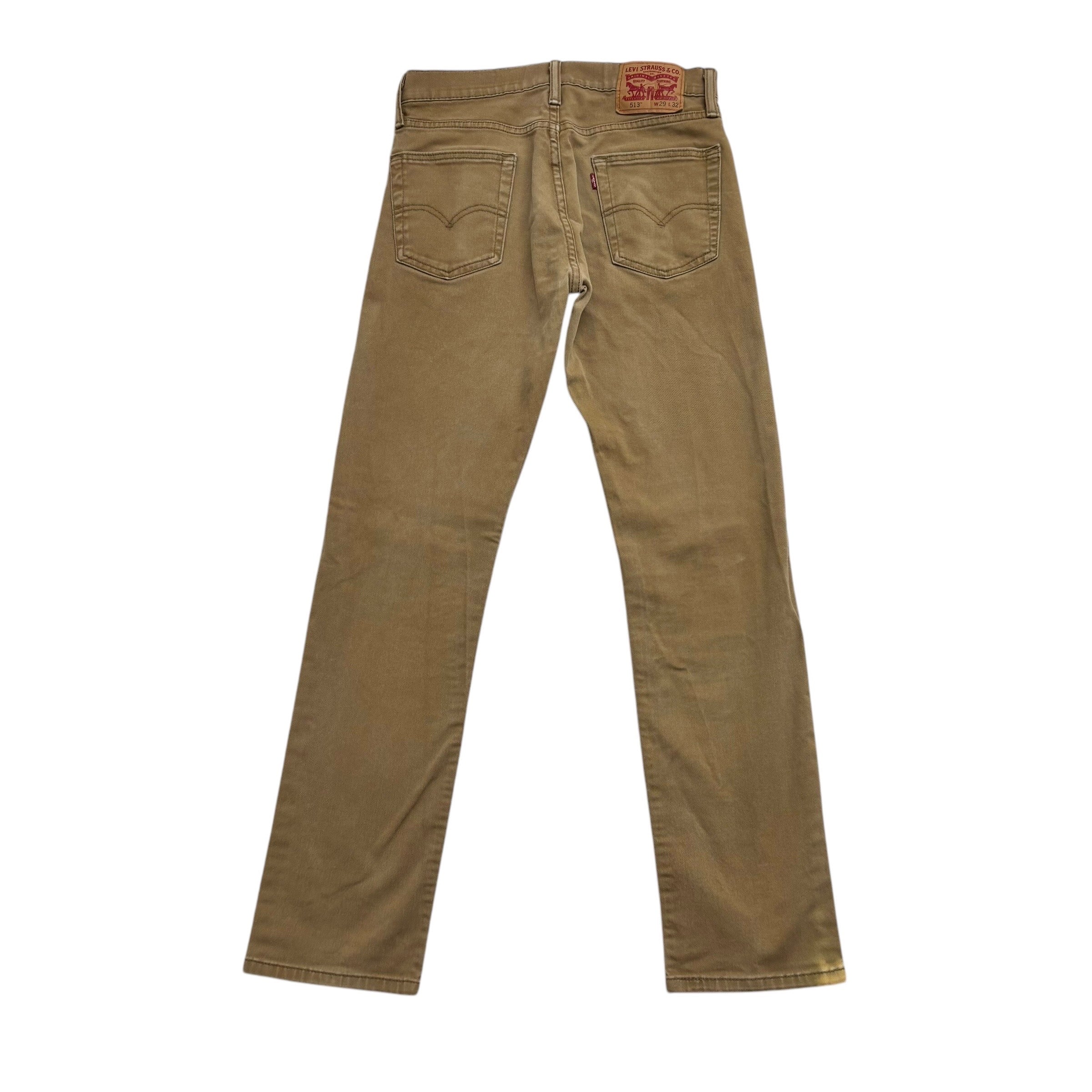 Levis 513 Jeans W29 L32 Mens Tan Slim Straight Fit Stretch Denim