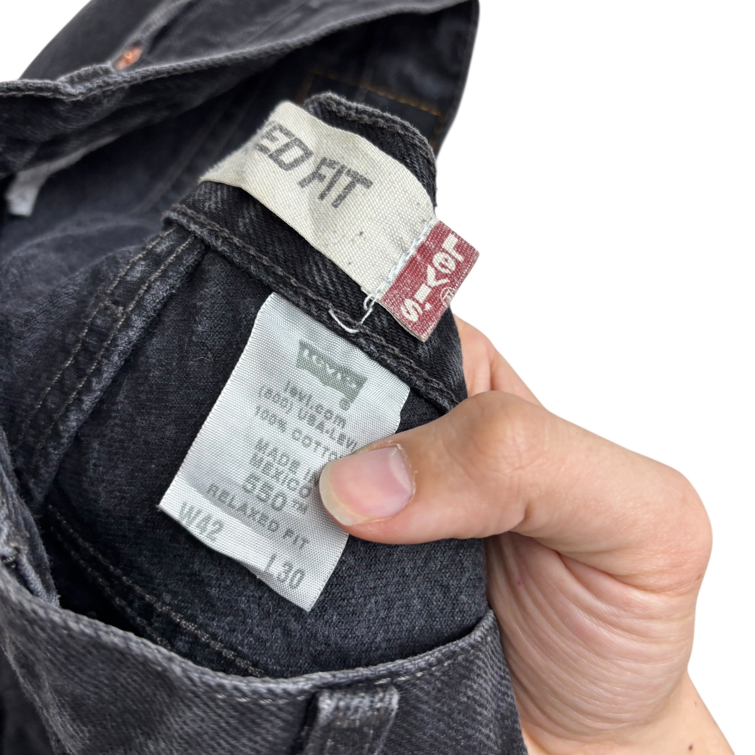 Levis 550 Jeans W40 L30 Mens Black Baggy Relaxed Straight Vintage Distressed (E)