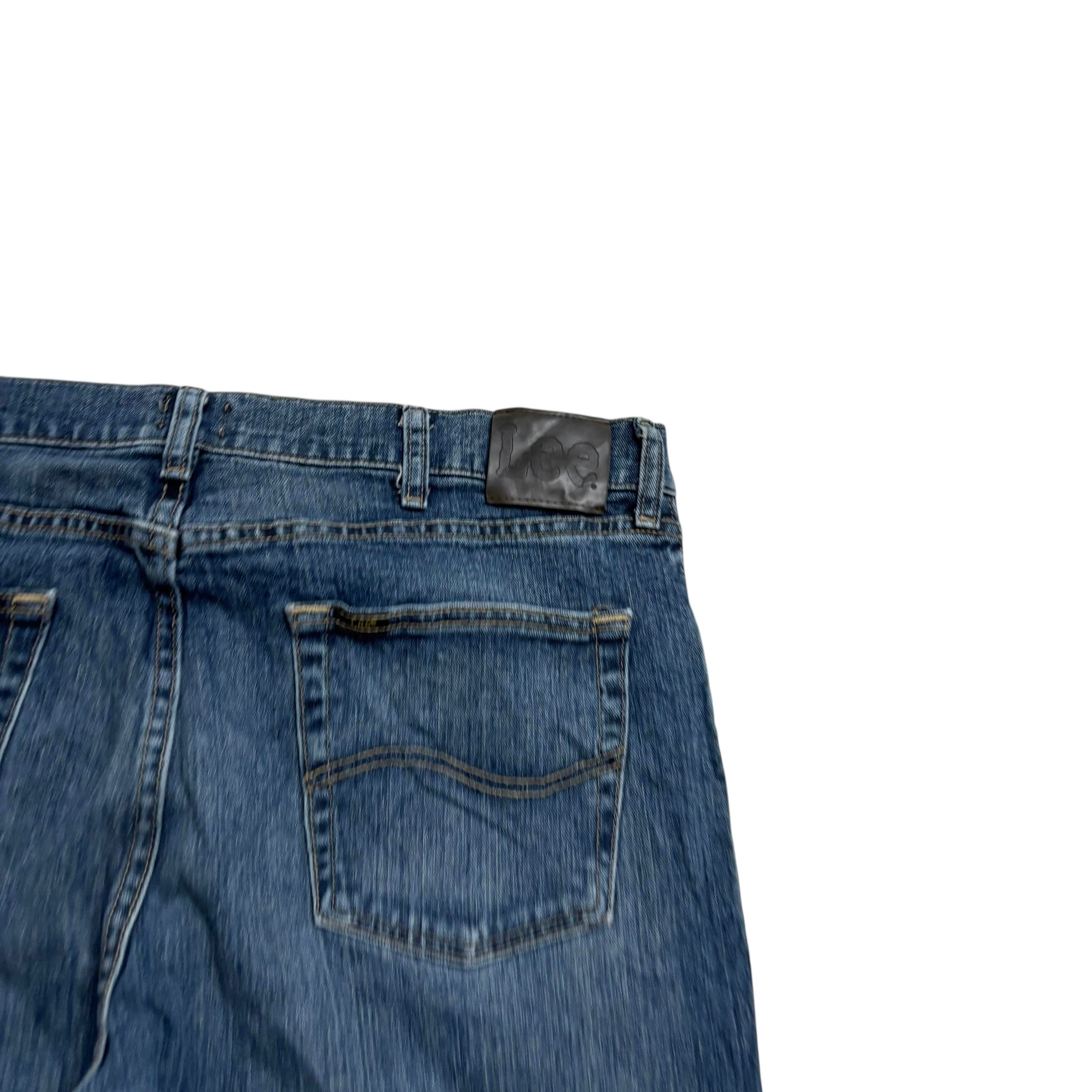 Lee Jeans W38 L30 Mens Mid Blue Regular Straight Fit Stretch Denim (E)