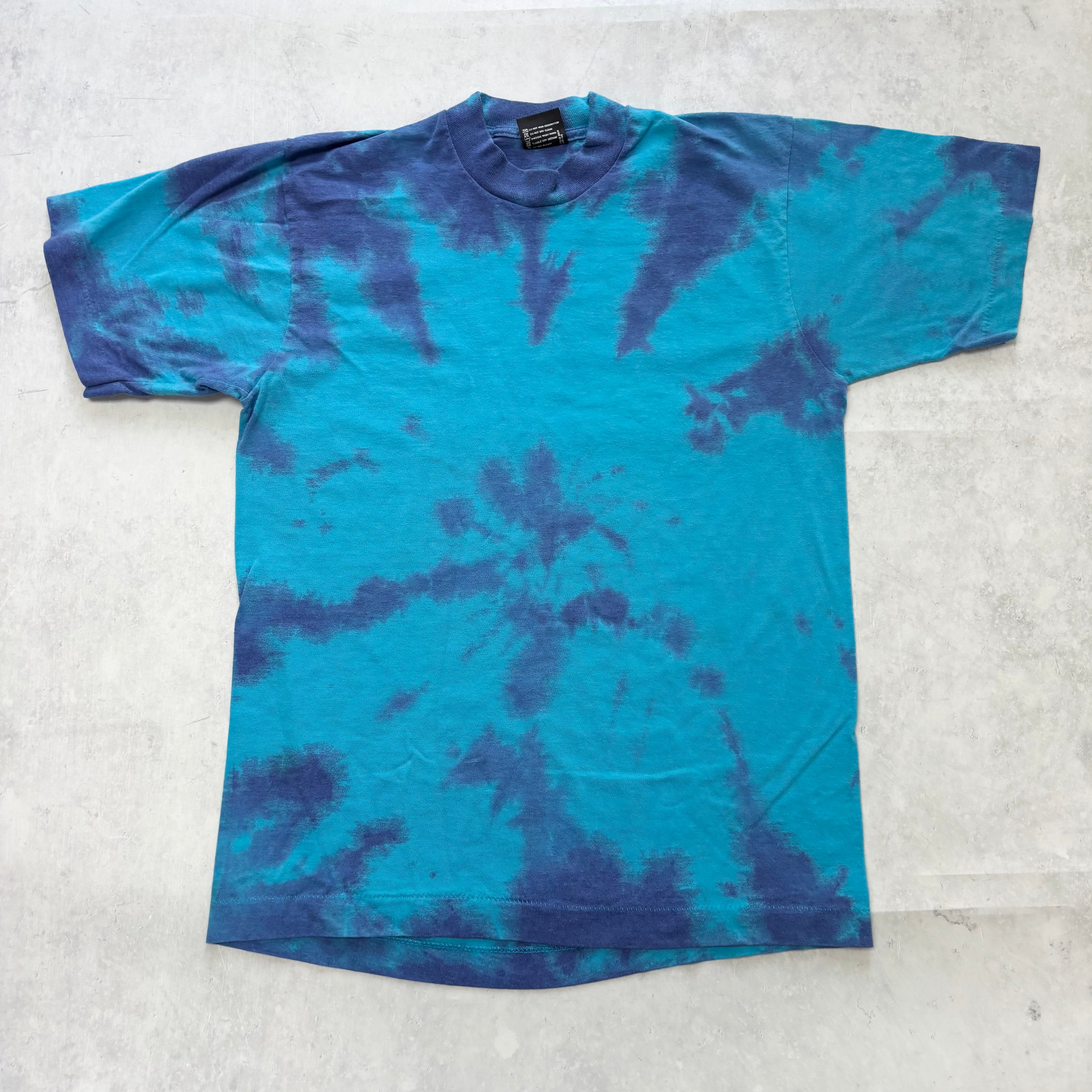 Vintage T Shirt Mens XS Tie Die Blue Graphic Print 90s USA (E)