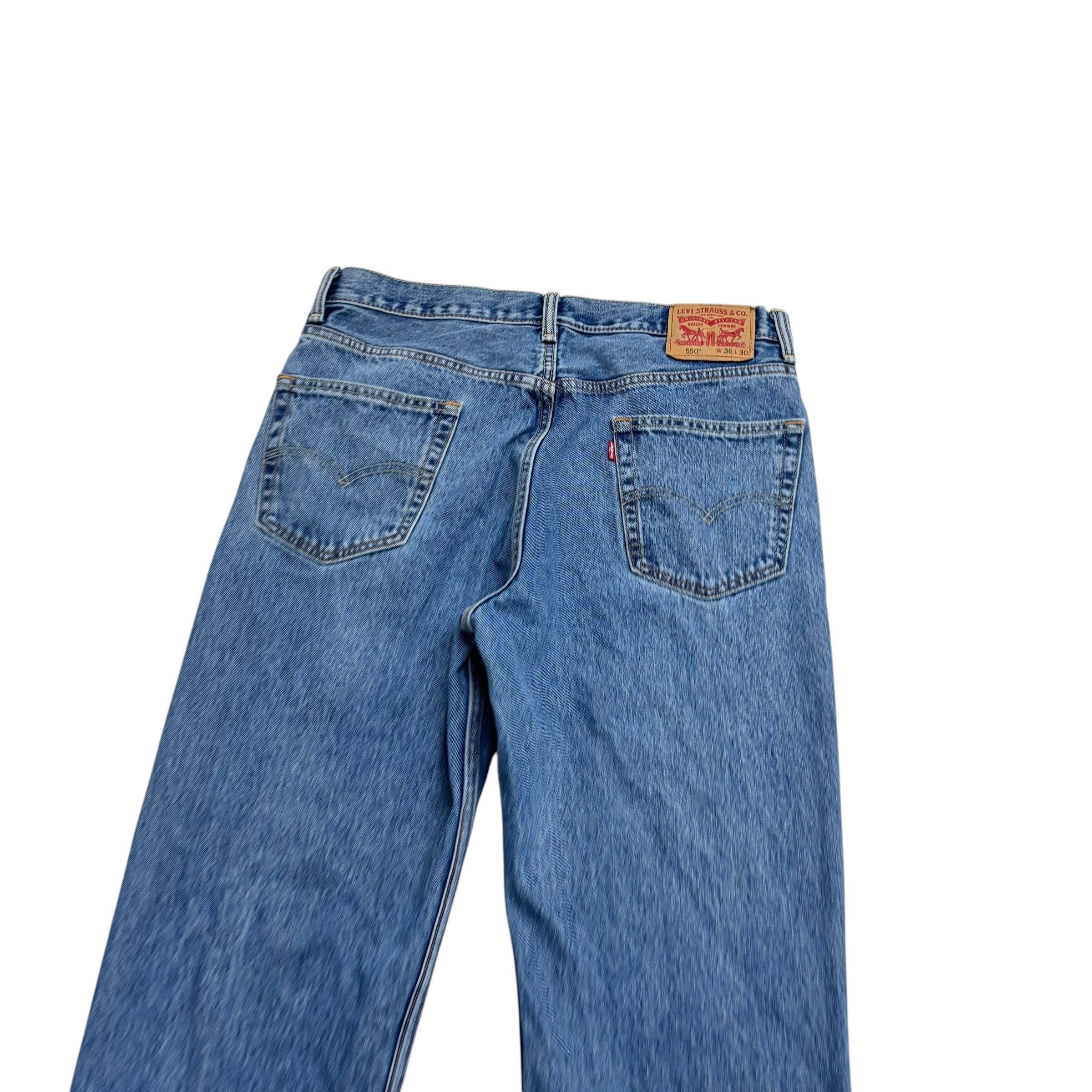 Levis 550 Jeans W36 L30 Mens Mid Blue Baggy Relaxed Straight Fit Denim (E)