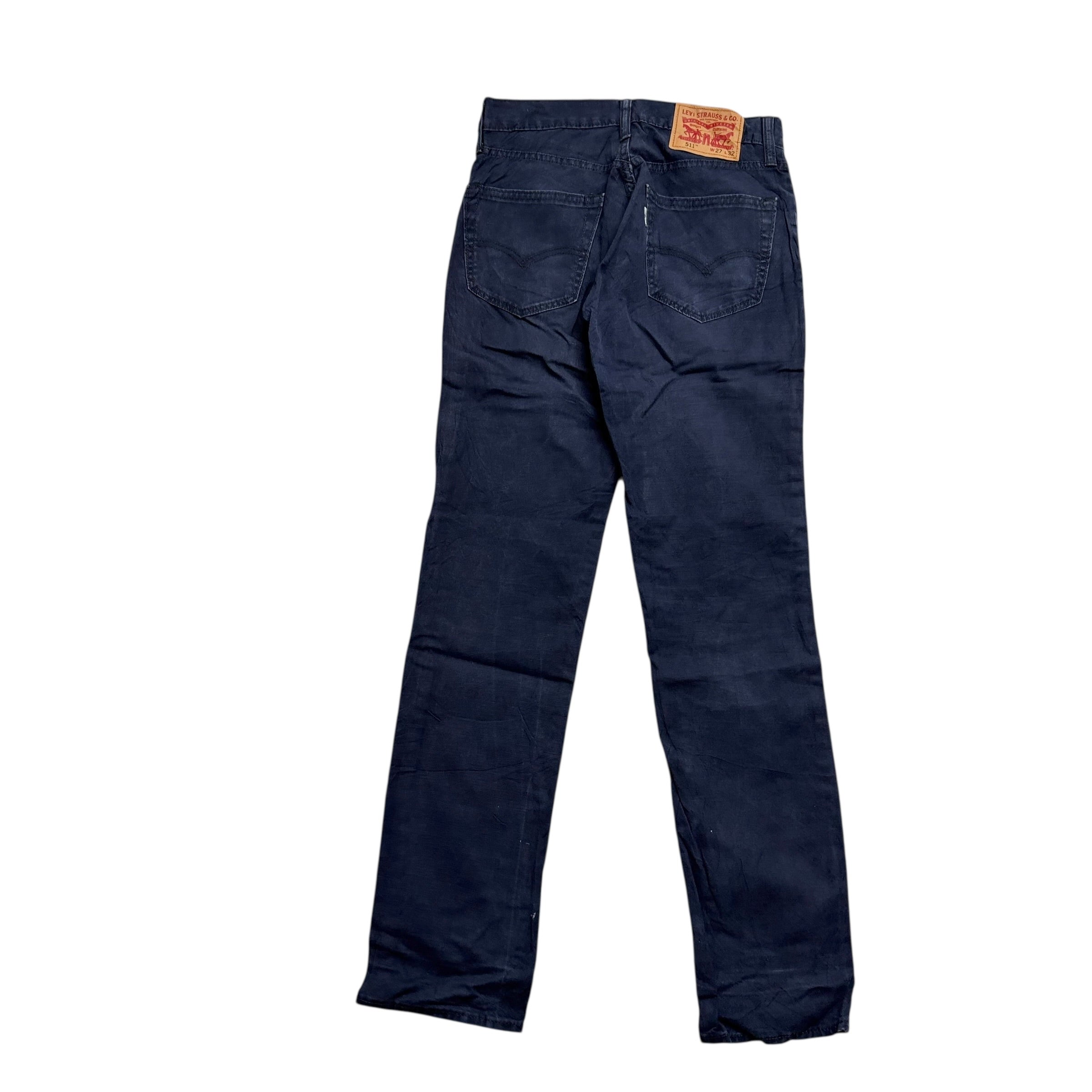 Levis 511 Trousers W27 L32 Mens Navy Blue Slim Fit Stretch Cotton Pants