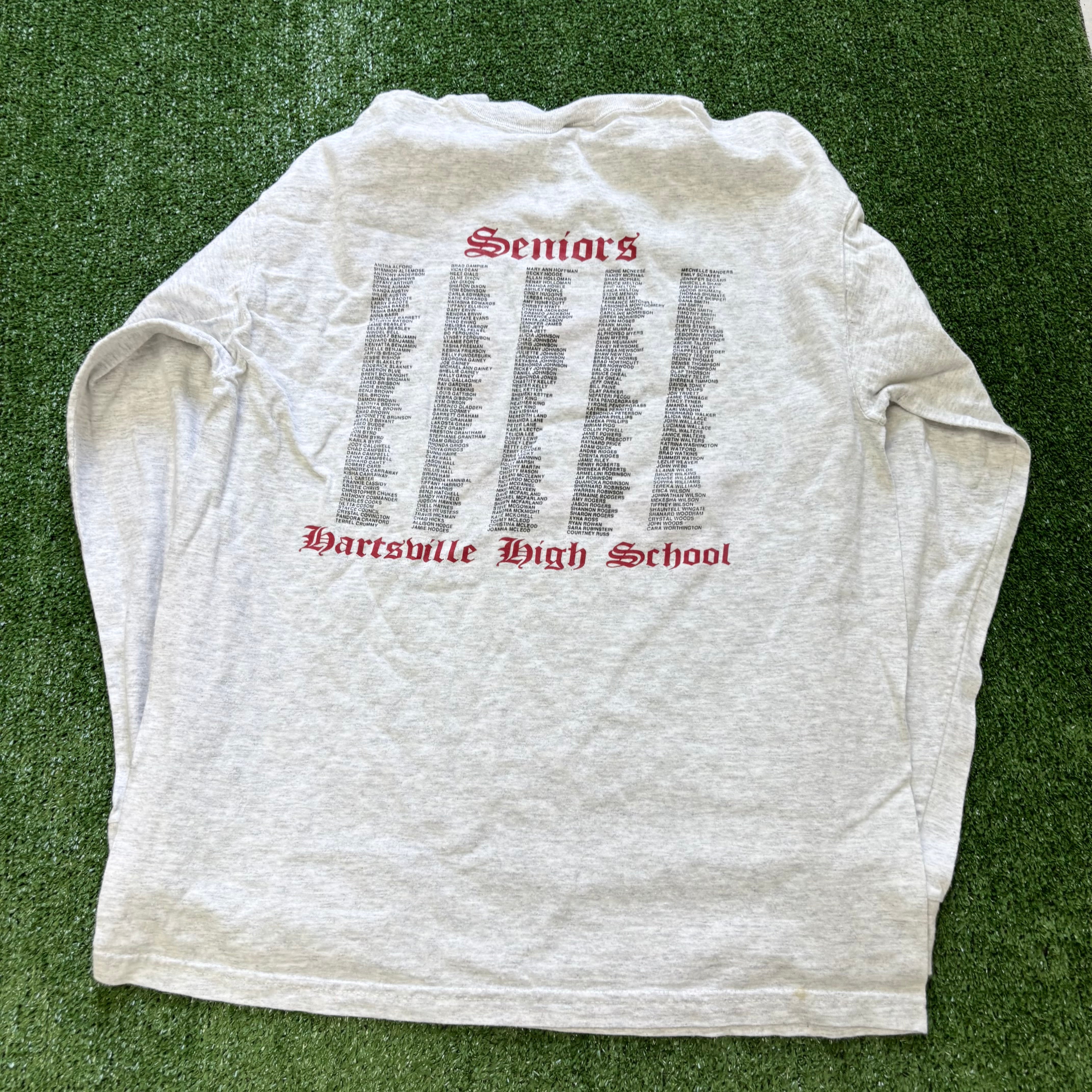 Vintage T Shirt Mens Medium Grey Graphic Print 90s USA Longsleeve