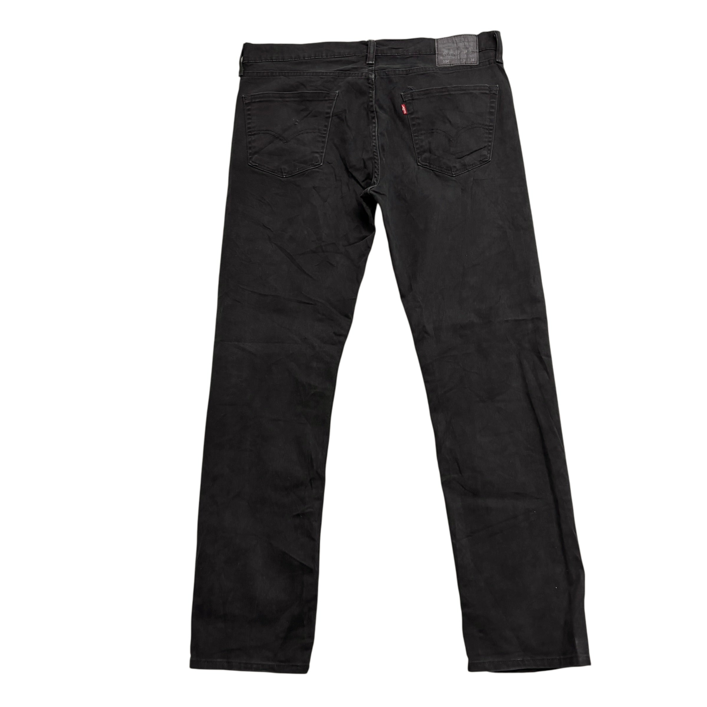 Levis 504 Jeans W36 L34 Mens Black Regular Straight Fit Stretch Denim (E)