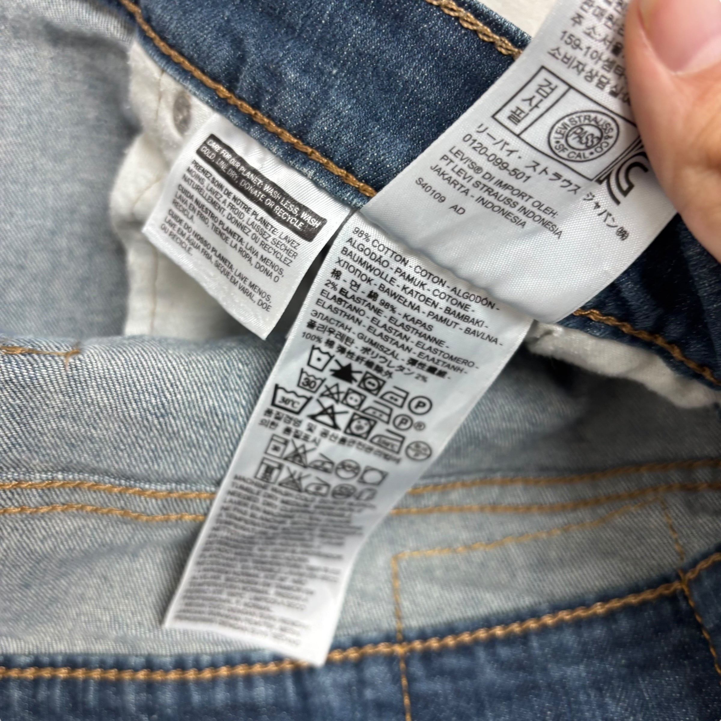 Levis 559 Jeans W42 L30 Mens Dark Blue Relaxed Straight Fit Stretch Denim (E)