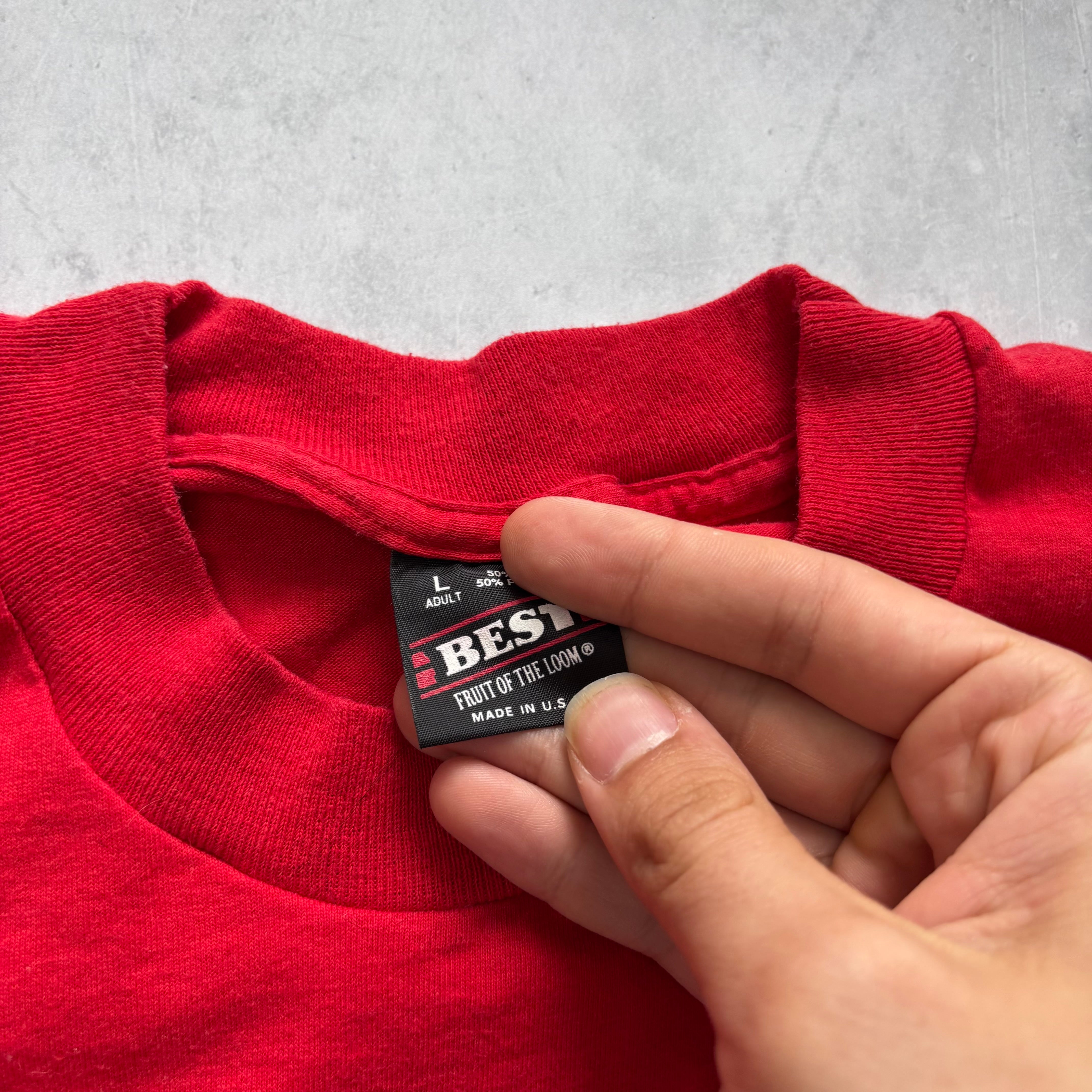 Vintage T Shirt Mens Medium Red Single Stitch Graphic Print 90s USA (E)