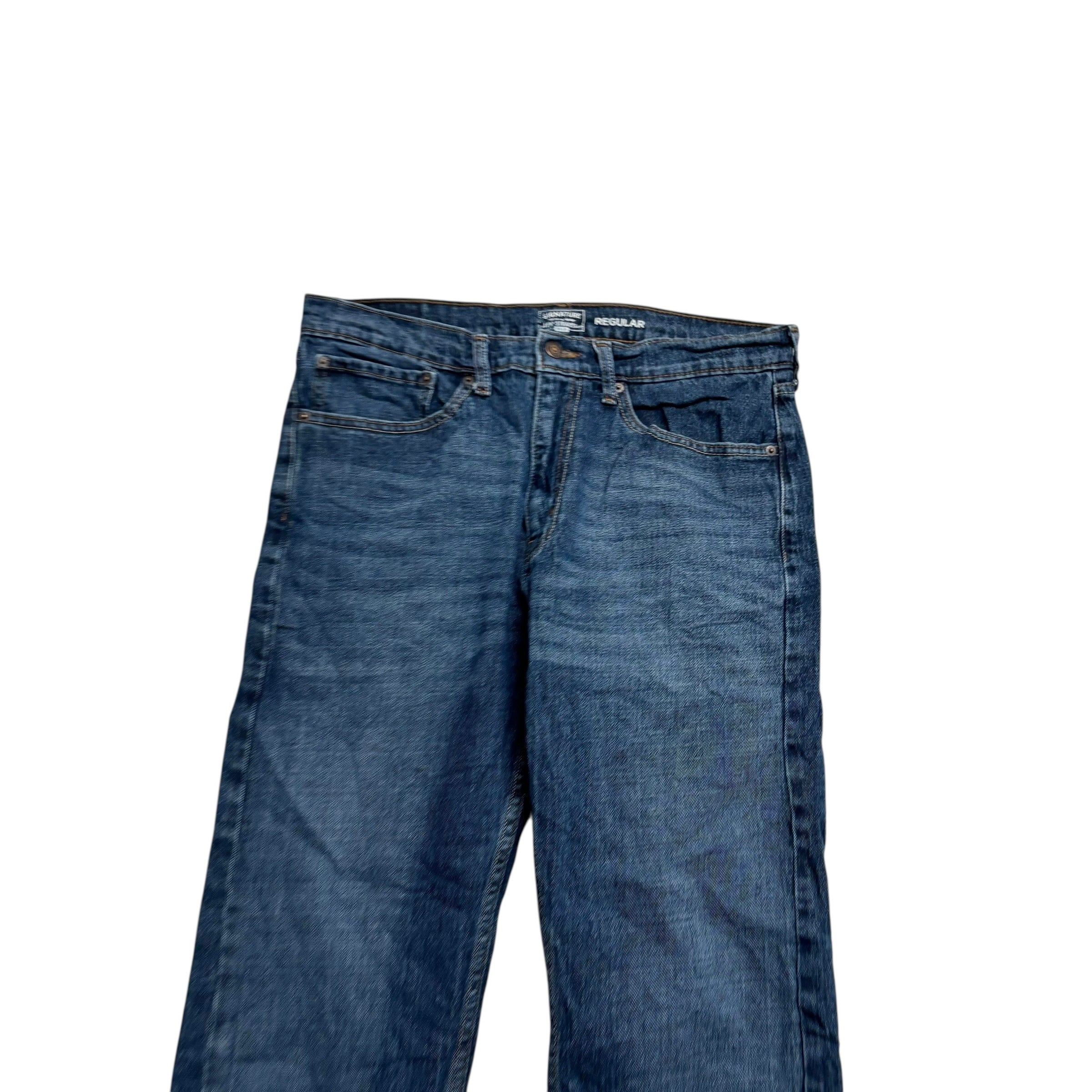 Levis Signature Jeans W34 L30 Mens Dark Blue Regular Straight Stretch Denim (E)
