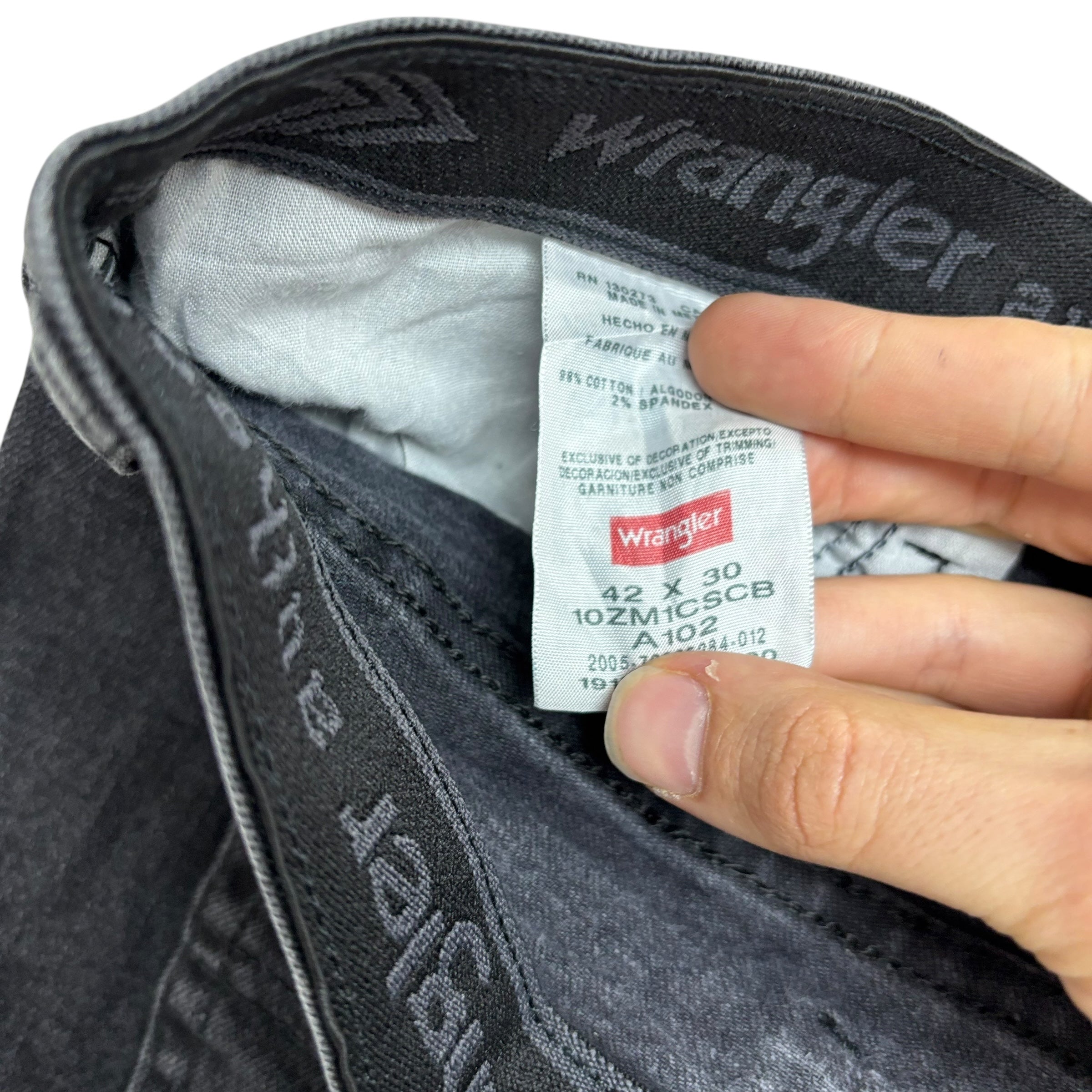 Wrangler Jeans W42 L30 Mens Black Regular Straight Fit Stretch Denim (E)