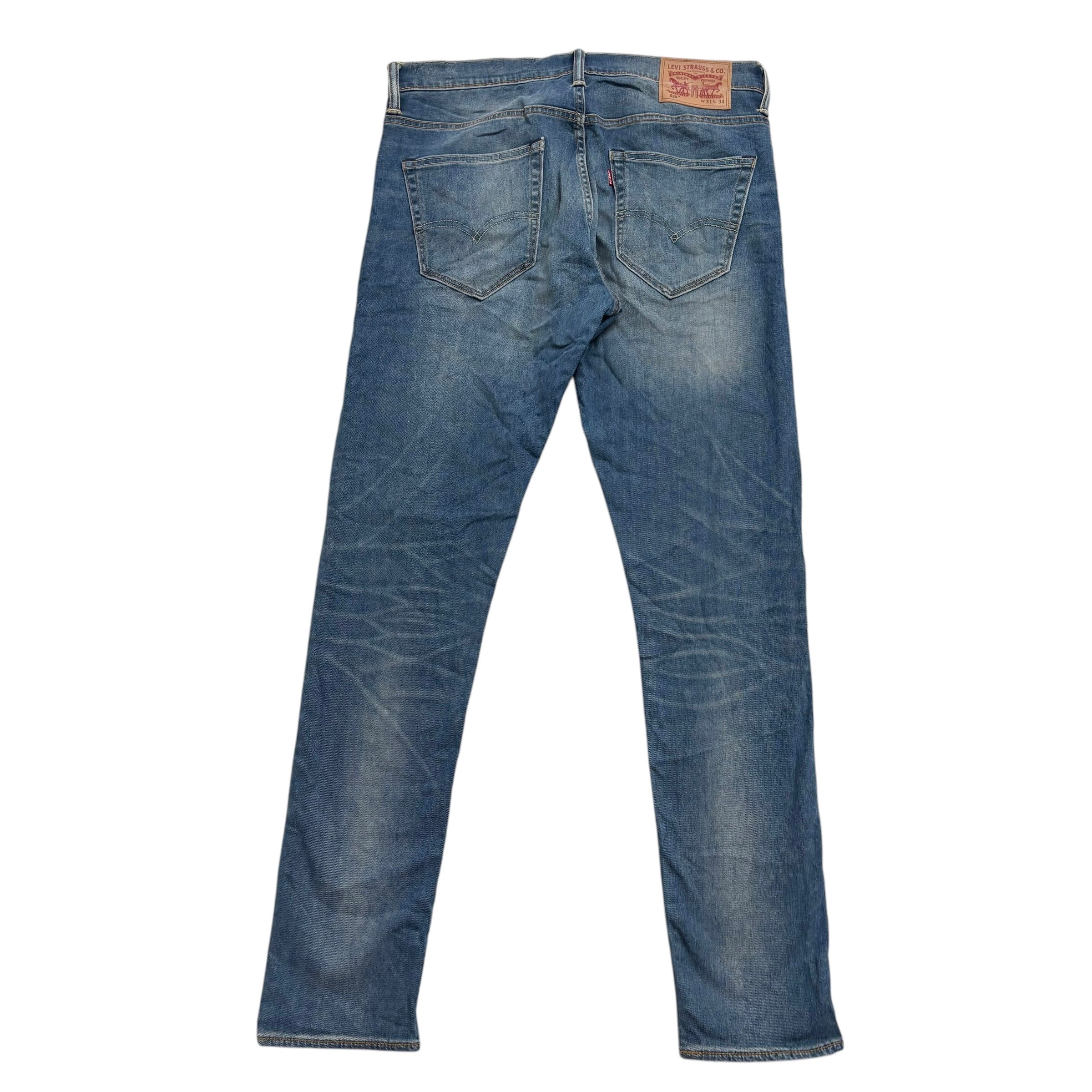 Levis 520 Jeans W32 L34 Mens Mid Blue Extreme Tapered Fit Stretch Denim (E)