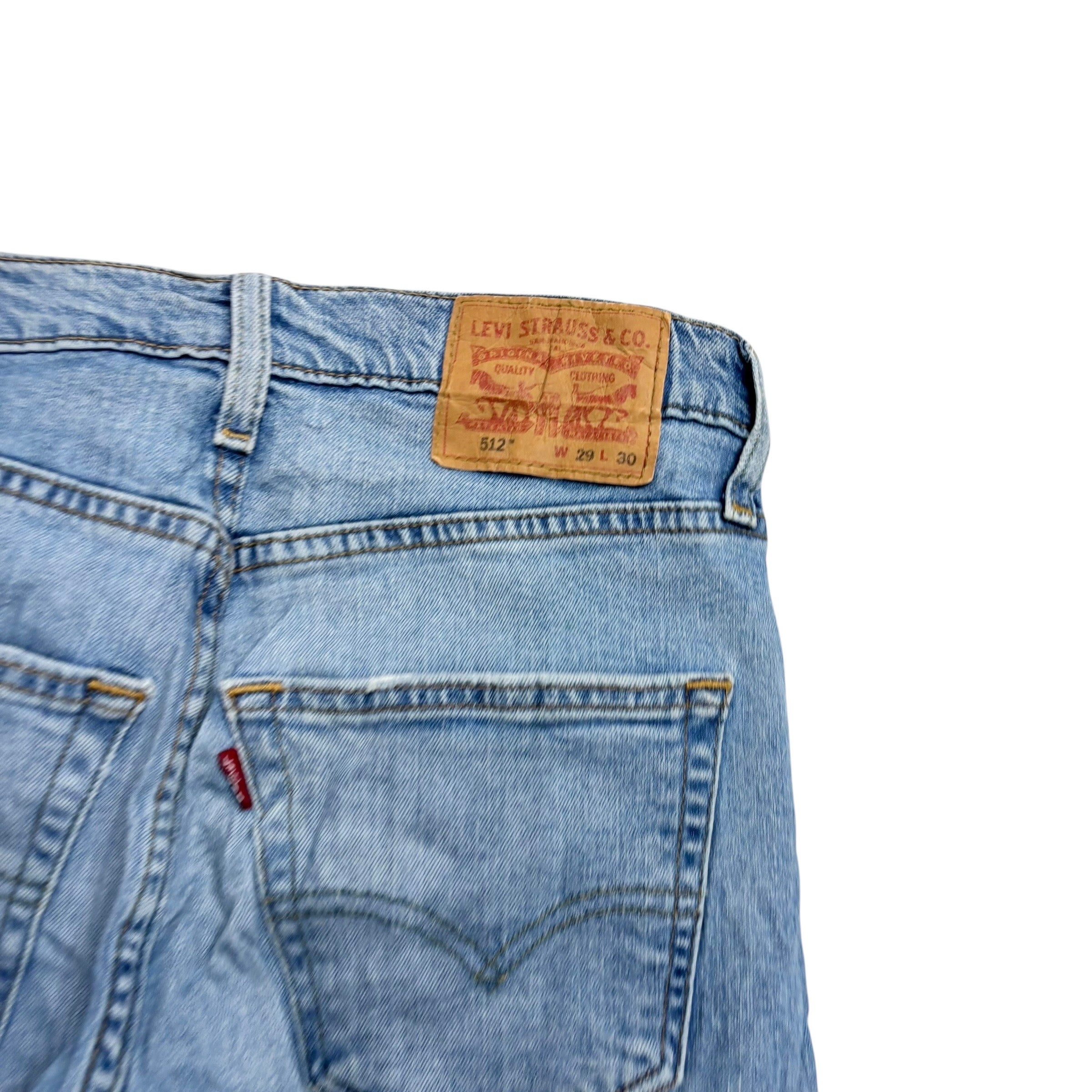 Levis 502 Jeans W29 L30 Mens Light Blue Regular Tapered Fit Stretch Distressed