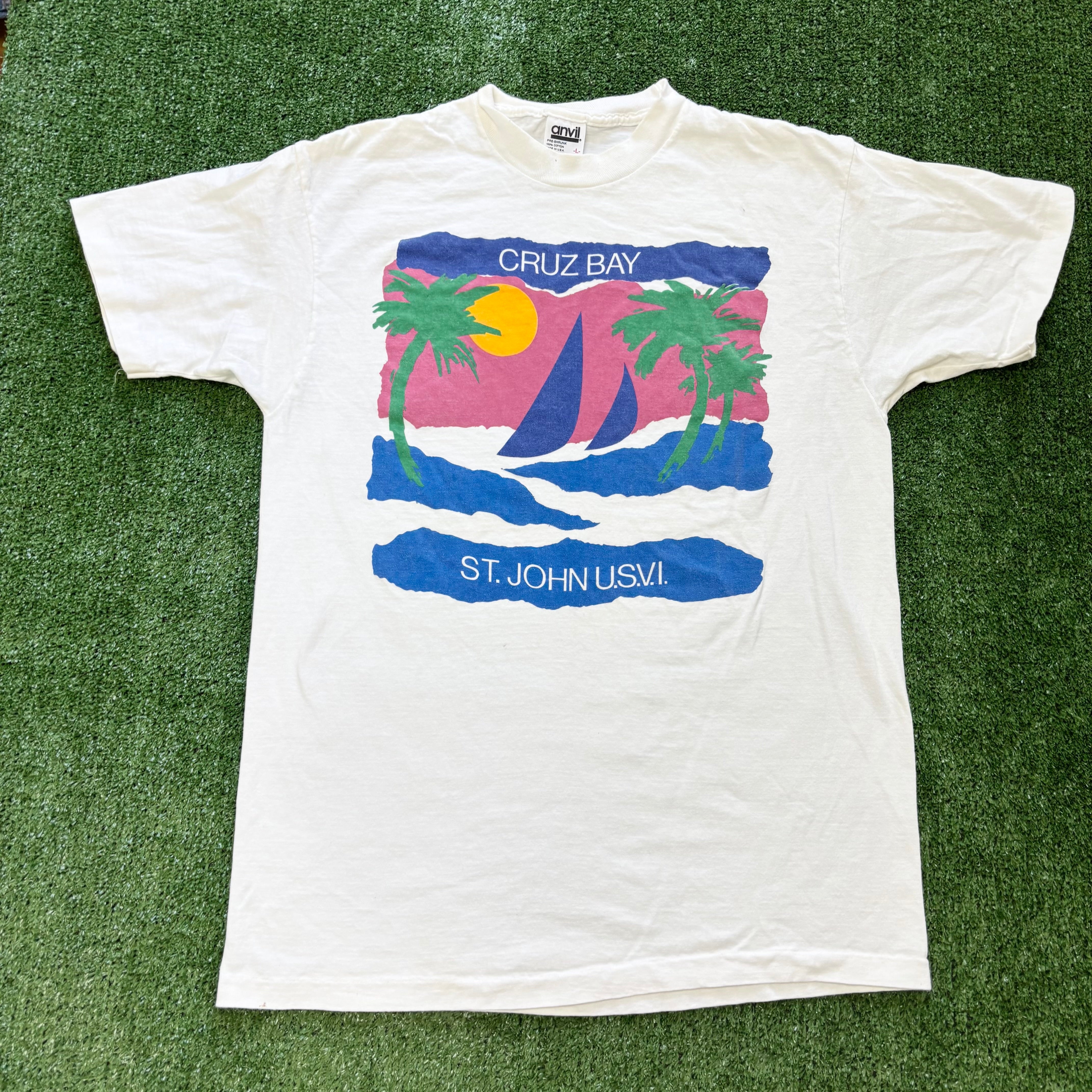 Vintage T Shirt Mens Medium White Single Stitch Graphic Print 90s