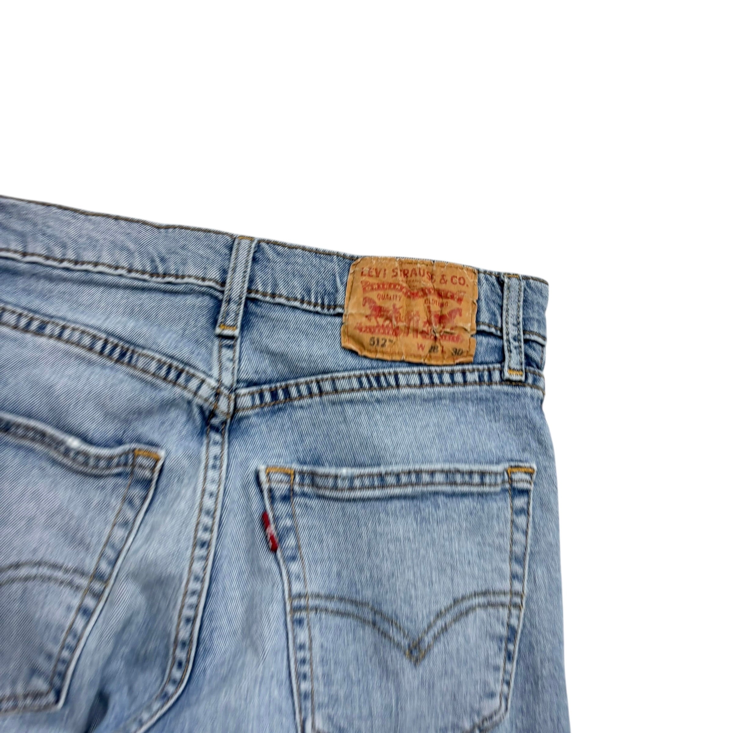 Levis 512 Jeans W27 L29 Mens Light Blue Slim Tapered Fit Stretch Distressed