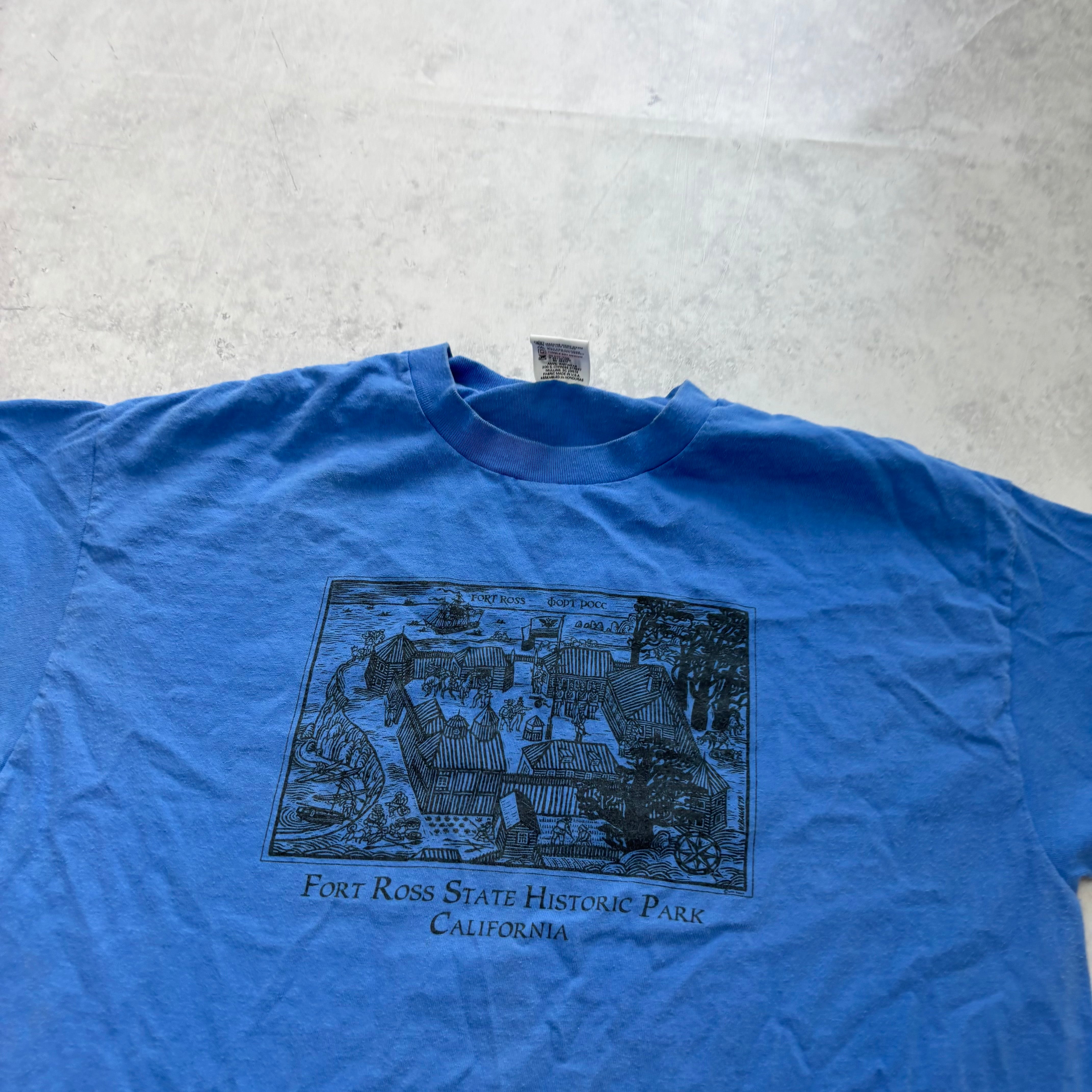 Vintage T Shirt Mens XL Blue Single Stitch Graphic Print 90s USA