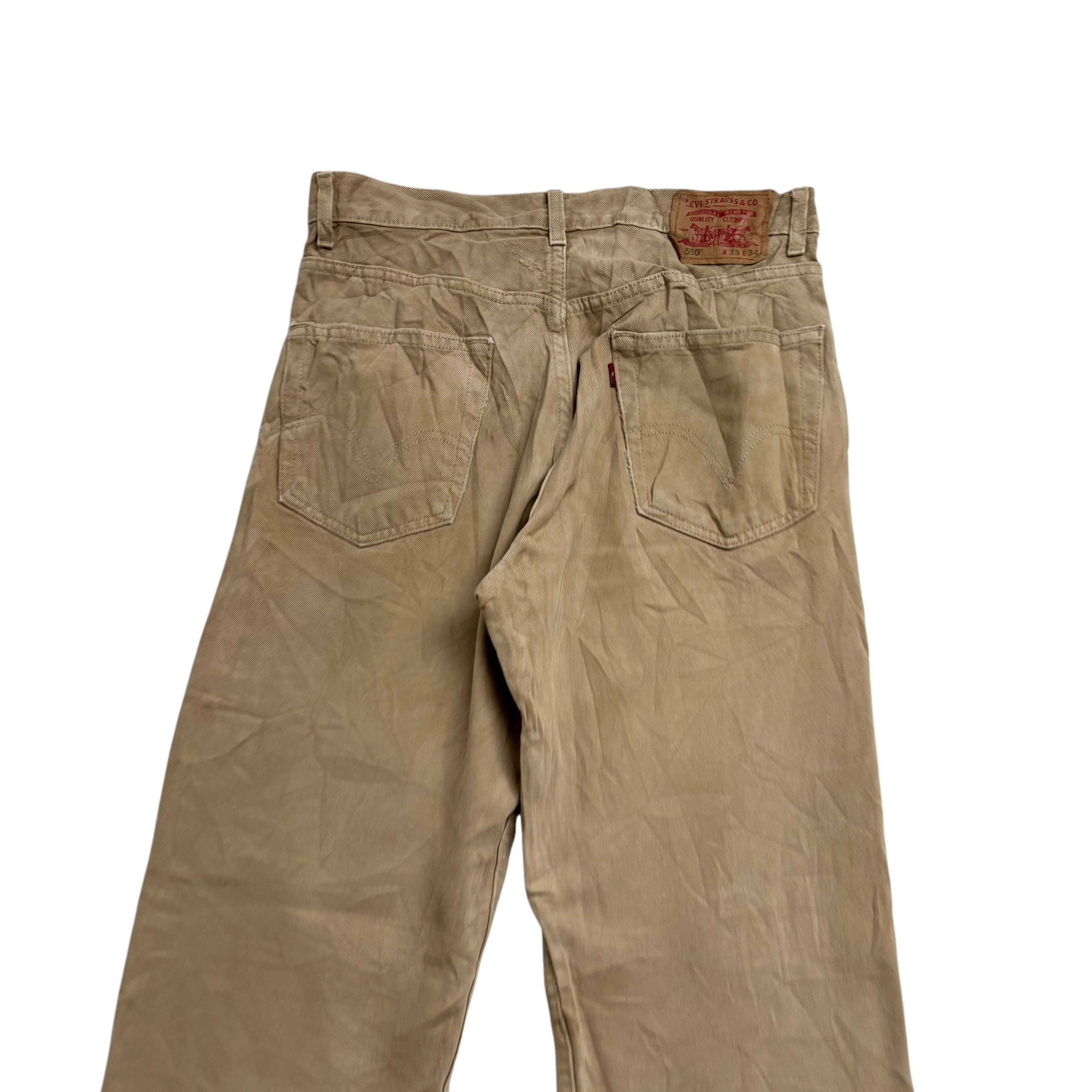 Levis 505 Jeans W33 L33 Mens Gold Tan Regular Straight Fit Vintage Denim