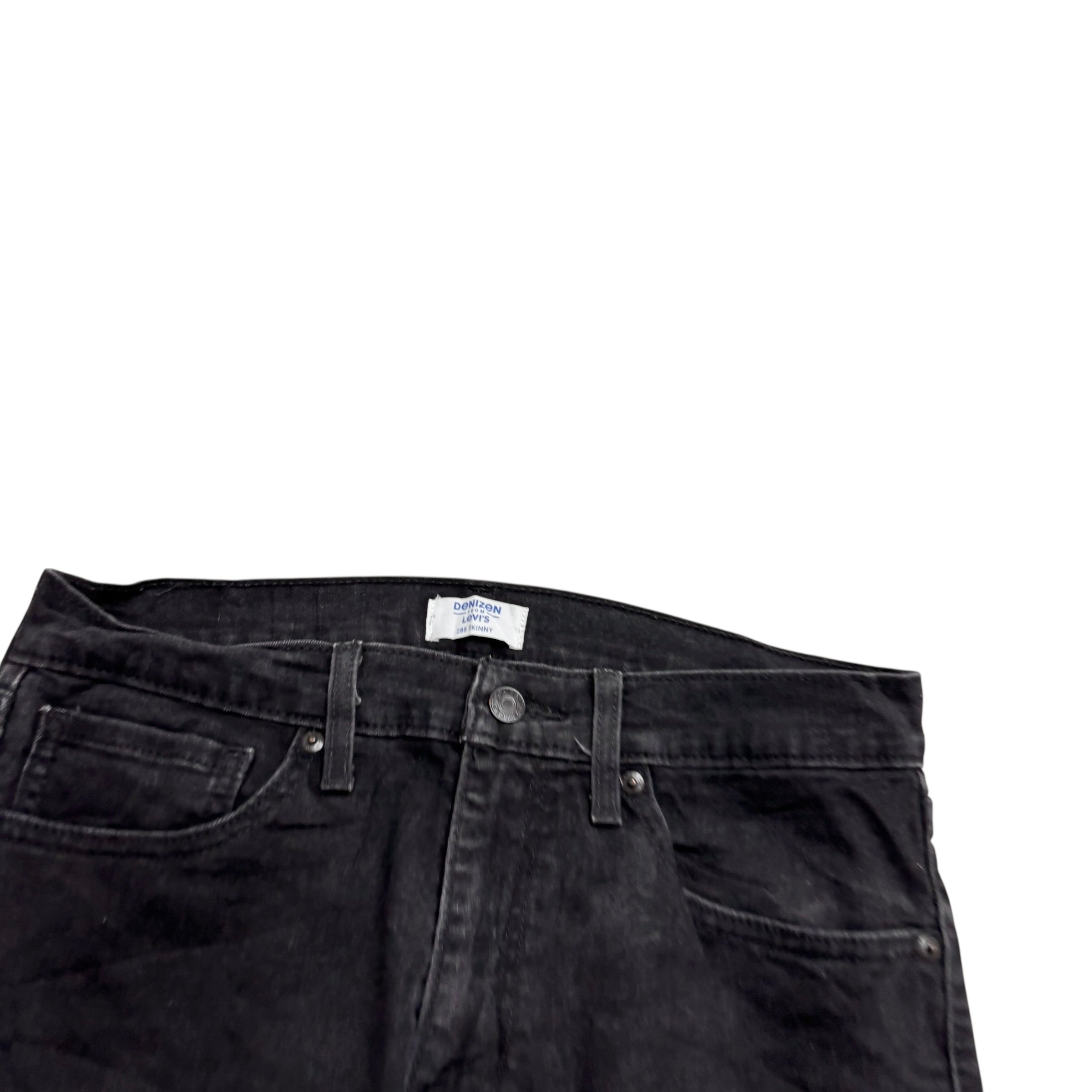 Levis Denizen Jeans W32 L34 Mens Black Skinny Fit Stretch Denim (E)
