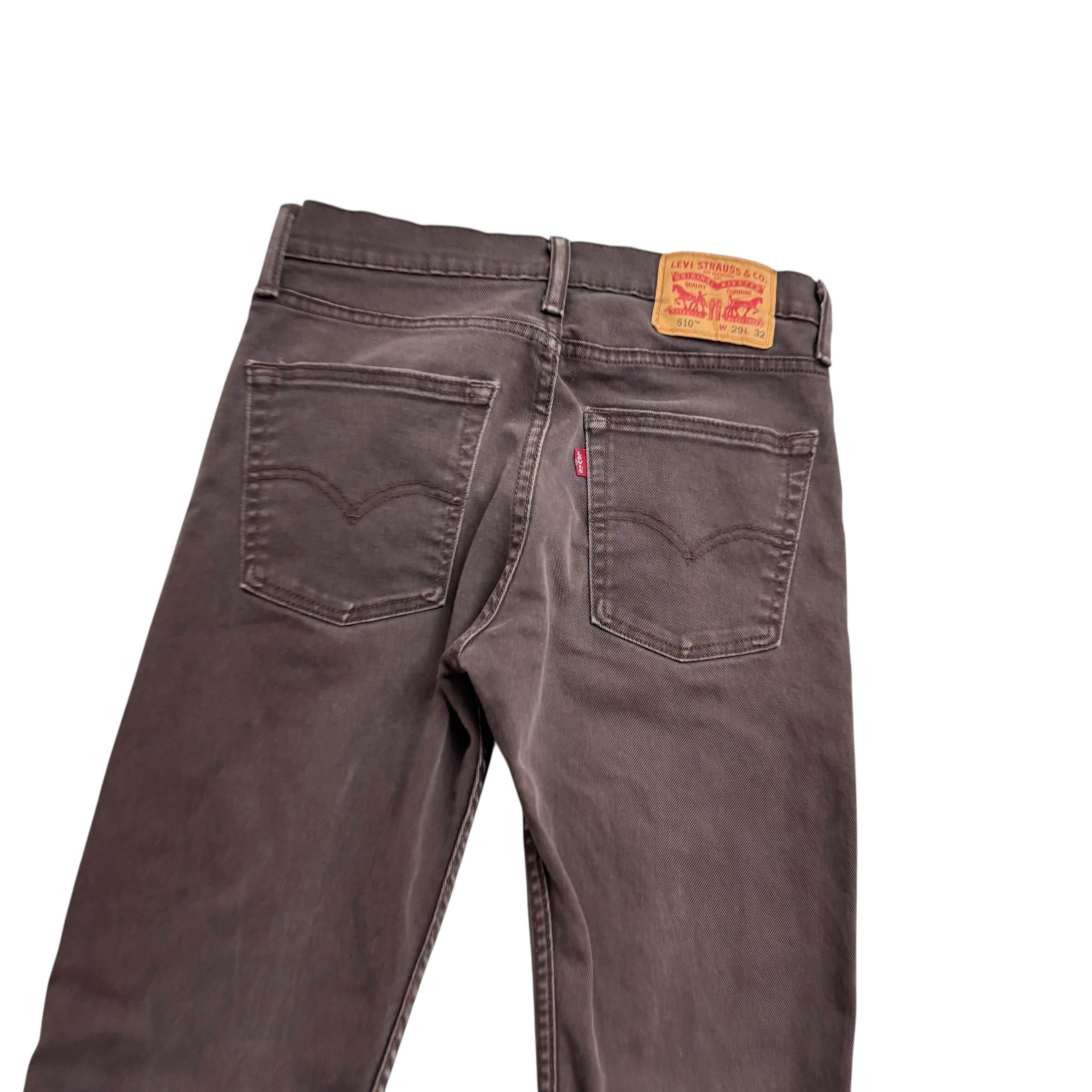 Levis 510 Jeans W29 L32 Mens Brown Skinny Fit Stretch Denim