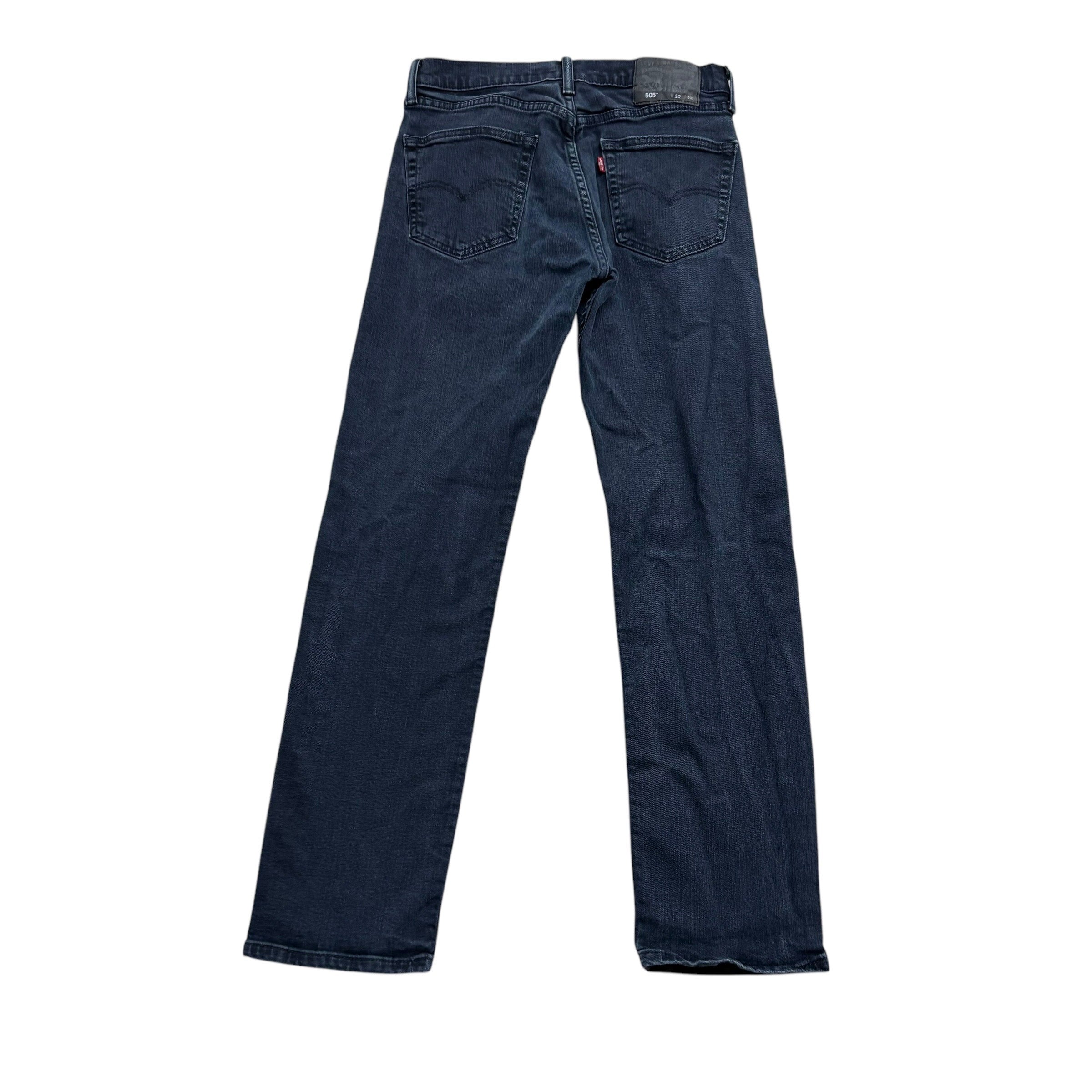 Levis 505 Jeans W29 L31 Mens Navy Blue Regular Straight Fit Stretch Denim