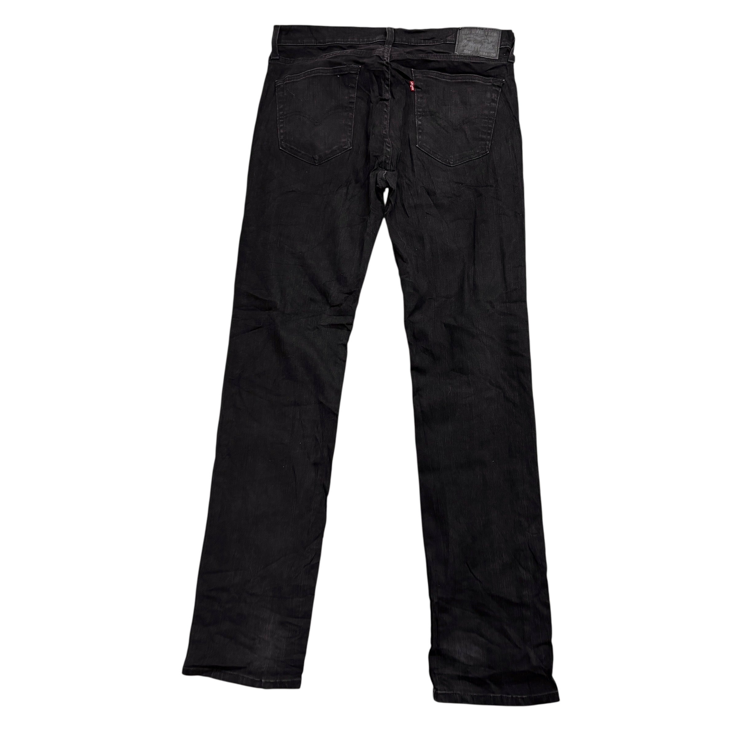 Levis 559 Jeans W34 L36 Mens Black Regular Straight Fit Stretch Denim (E)