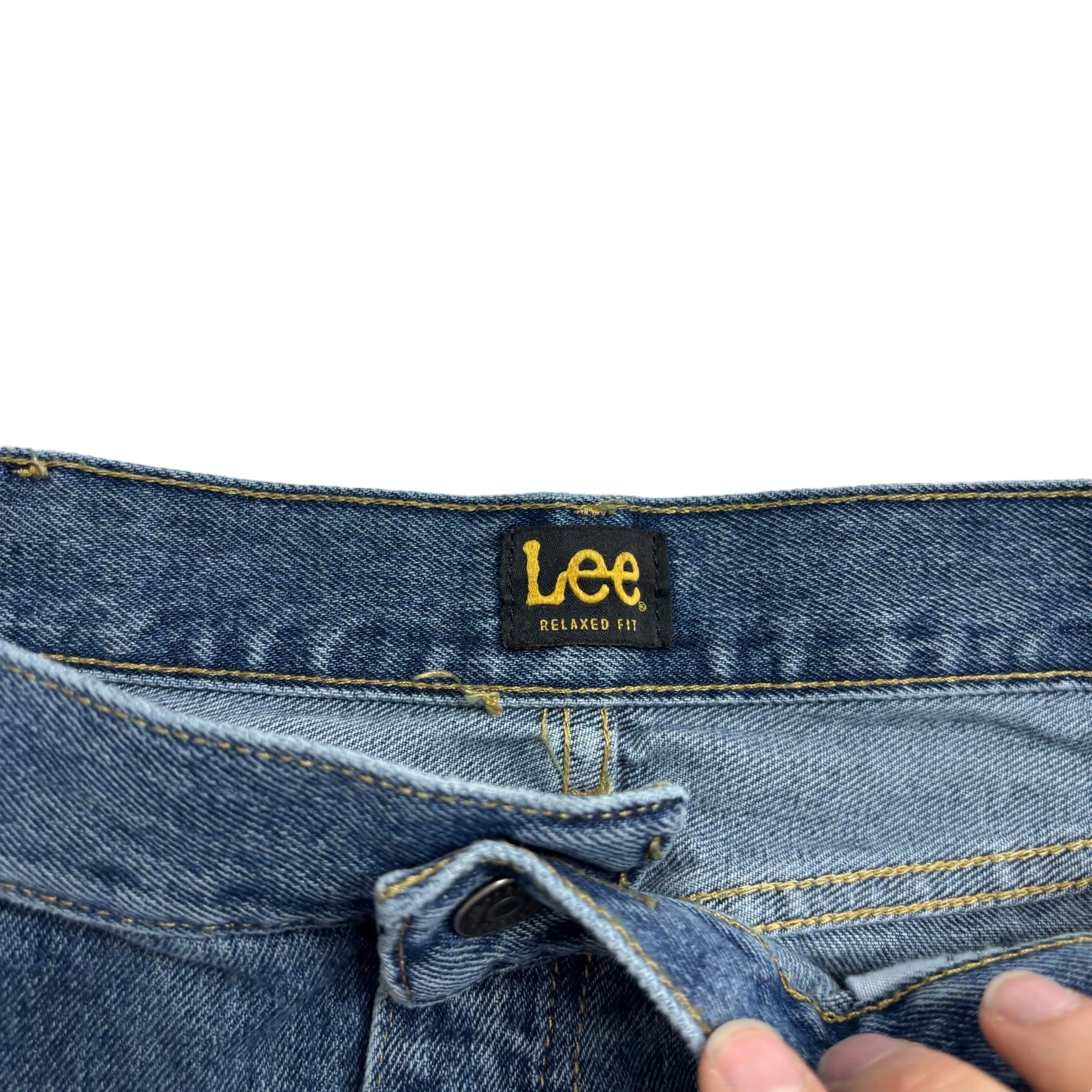 Lee Jeans W42 L32 Mens Mid Blue Relaxed Straight Fit Denim (E)