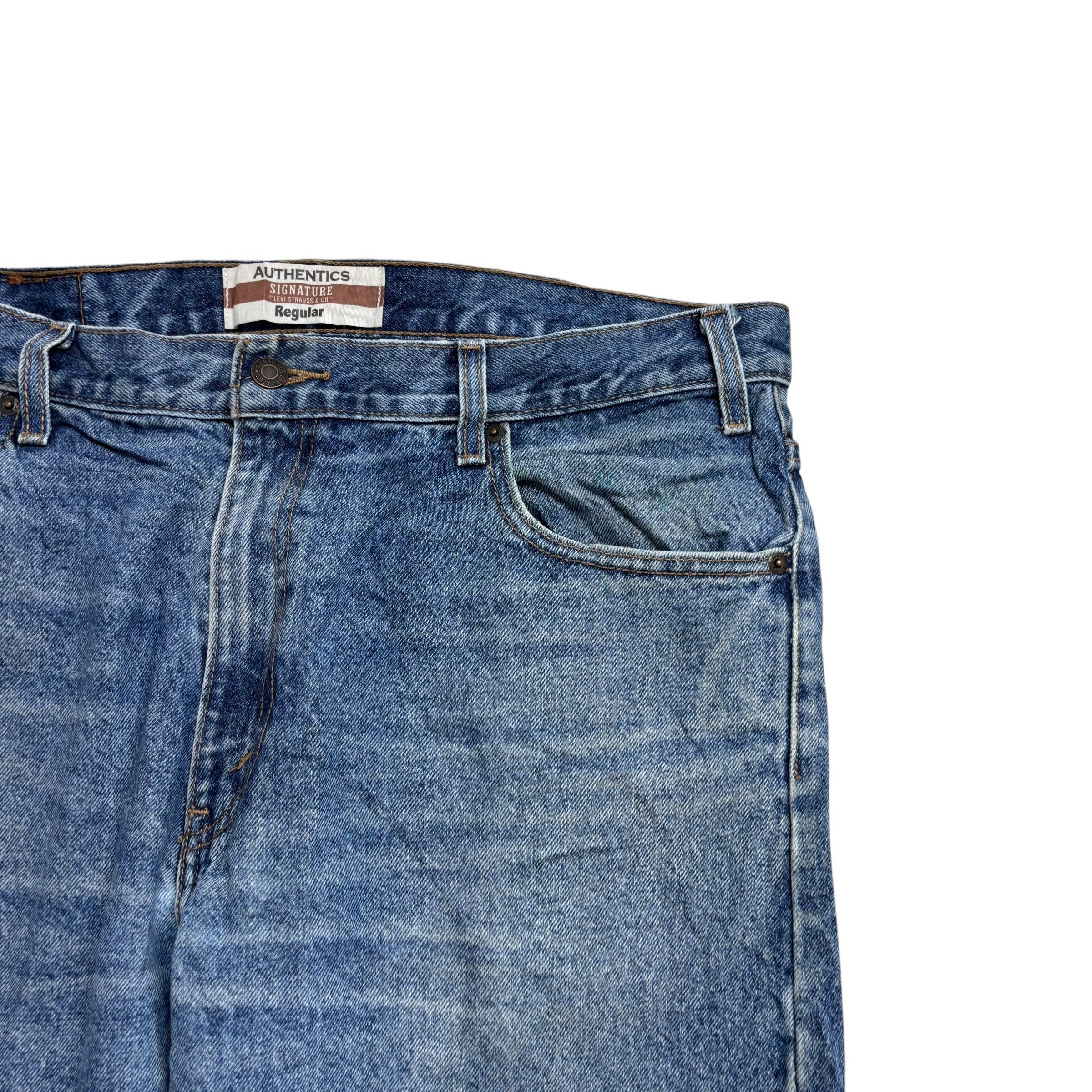 Levis Signature Jeans W36 L30 Mens Mid Blue Regular Straight Vintage Denim (F)