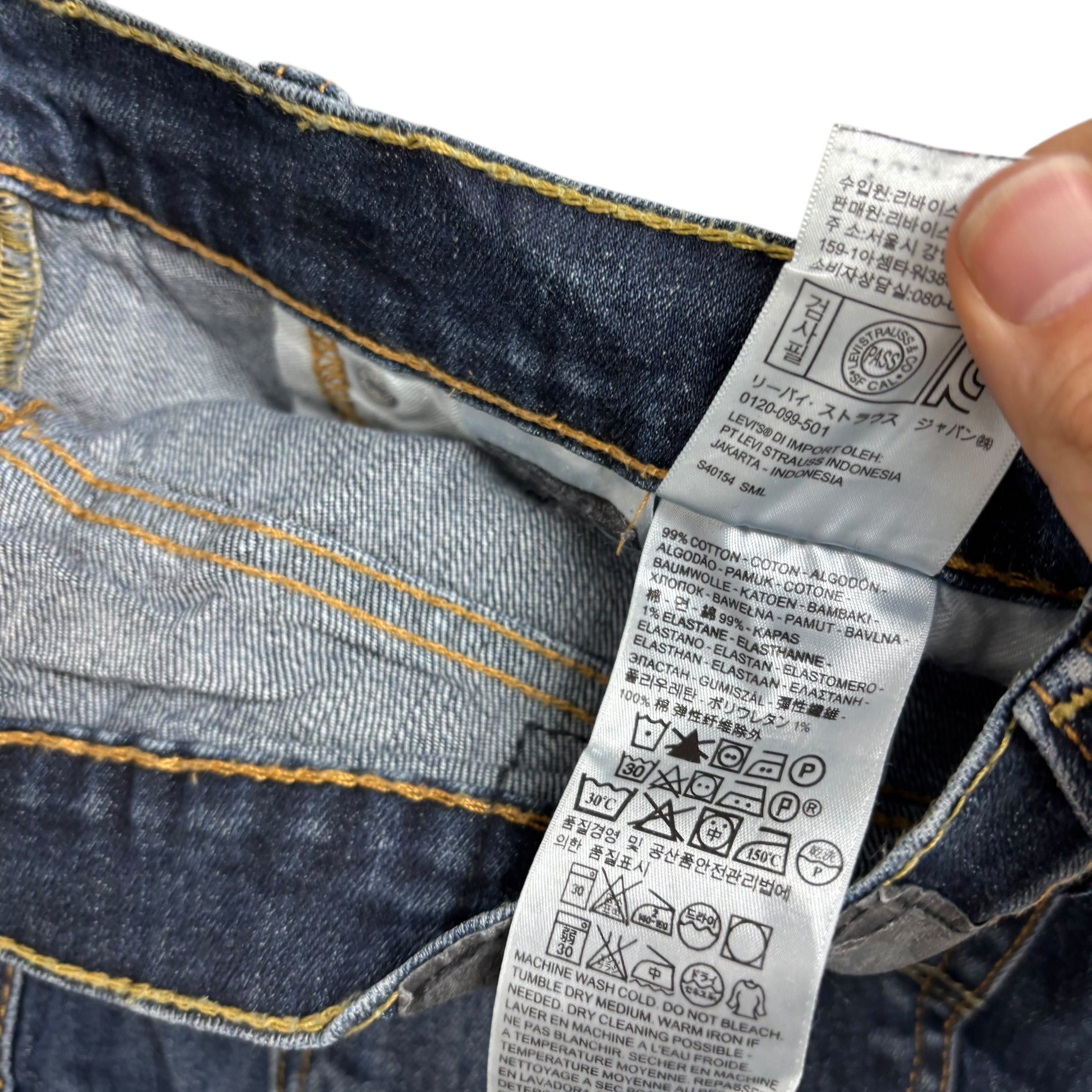 Levis 508 Jeans W32 L29 Mens Dark Blue Regular Tapered Fit Stretch Denim (F)