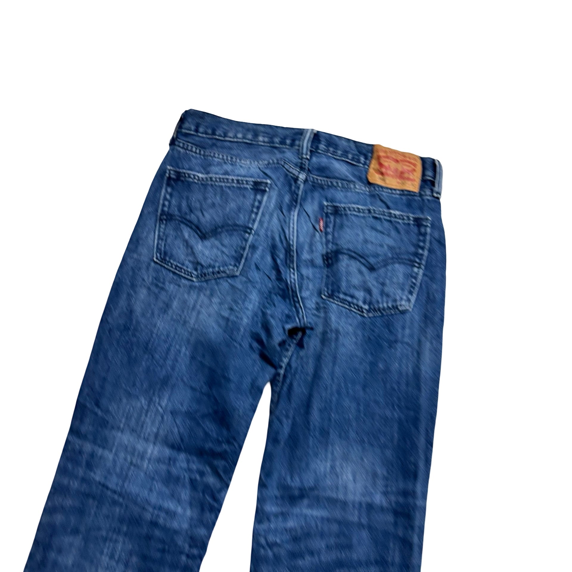 Levis 514 Jeans W32 L32 Mens Distressed Navy Blue Regular Straight Fit Denim (E)