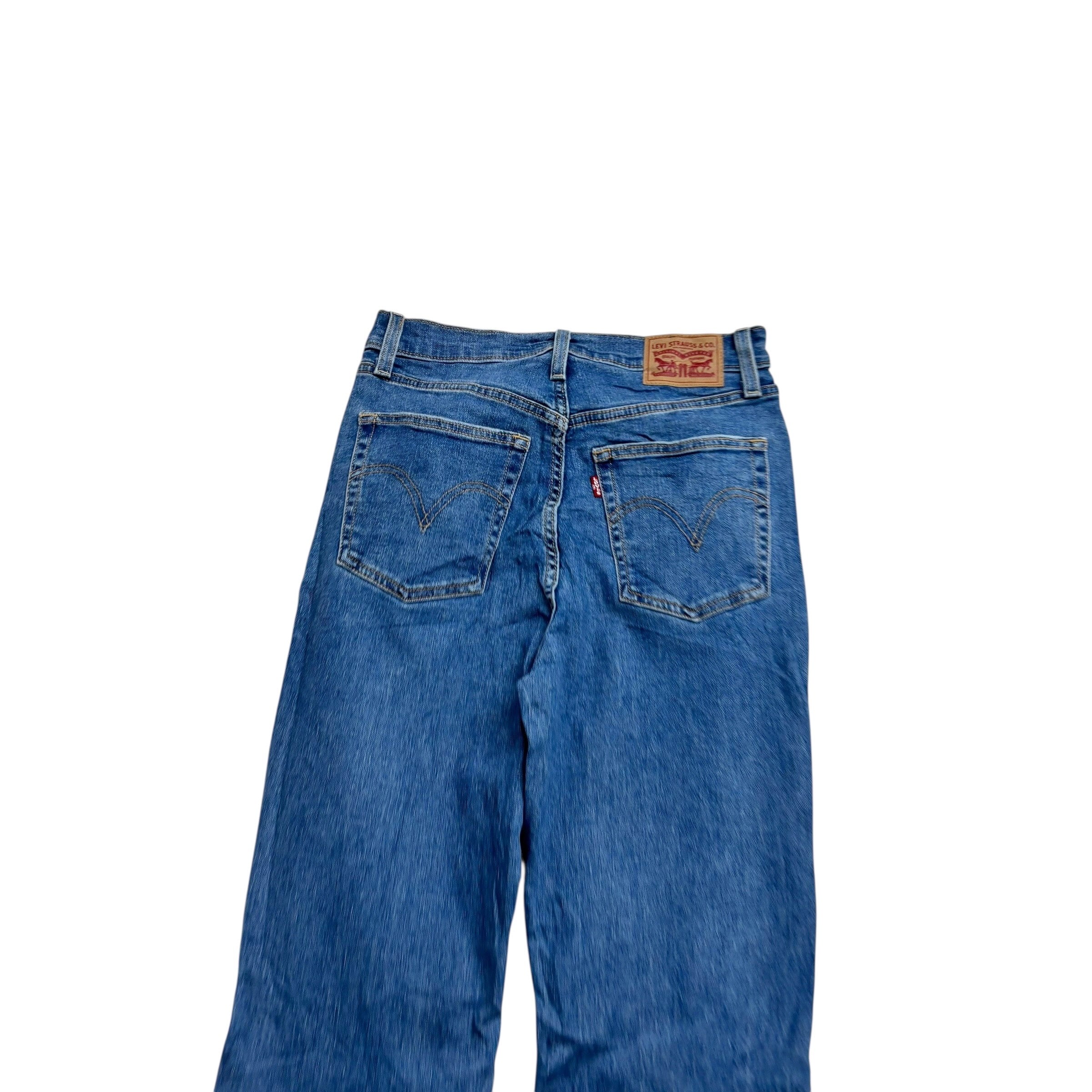 Levis Jeans W28 L33 Womens Ribcage Bootcut Mid Blue Stretch Denim (E)