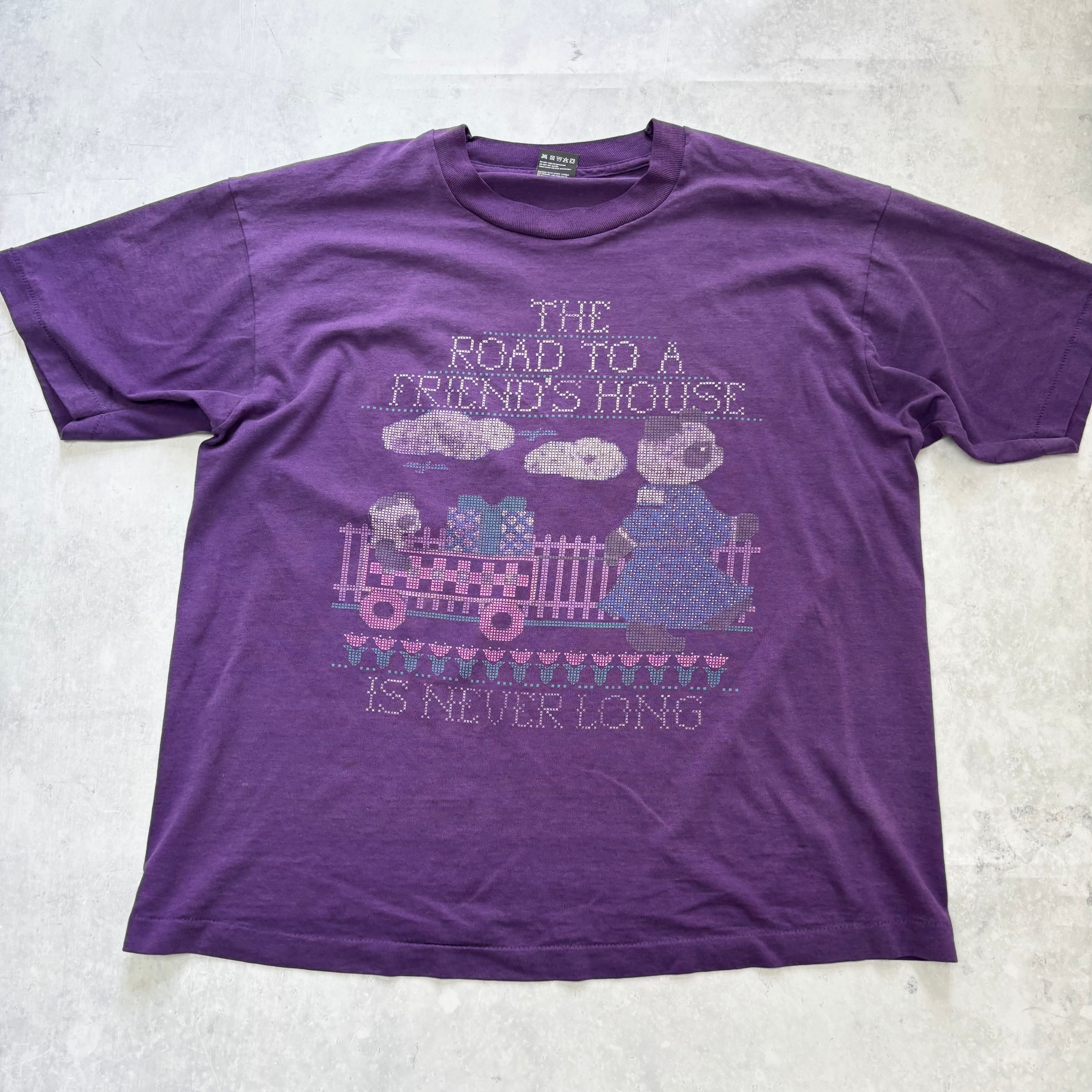 Vintage T Shirt Mens Large Purple Single Stitch Graphic Print 90s USA (E)