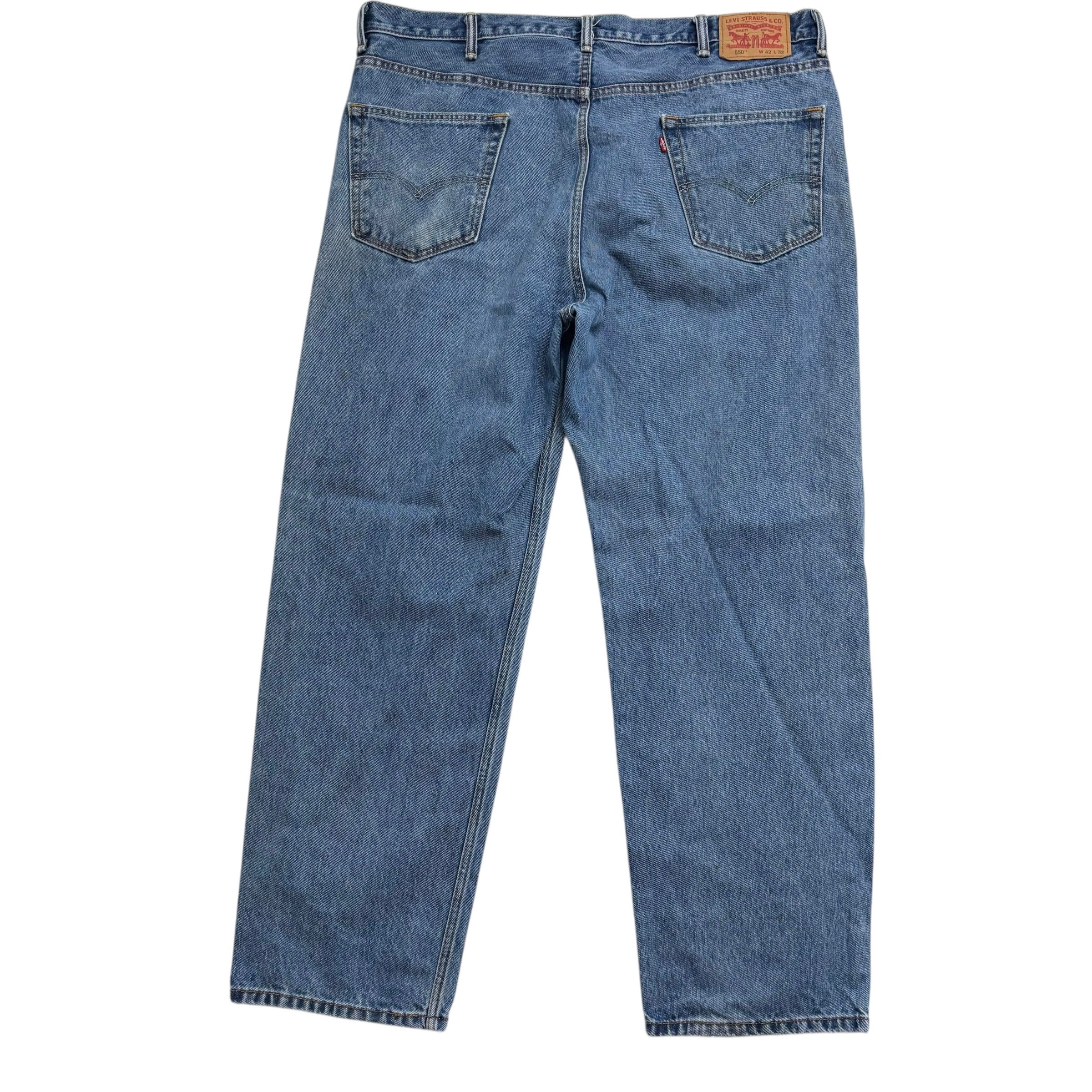 Levis 550 Jeans W42 L32 Mens Mid Blue Baggy Relaxed Straight Fit Denim (F)