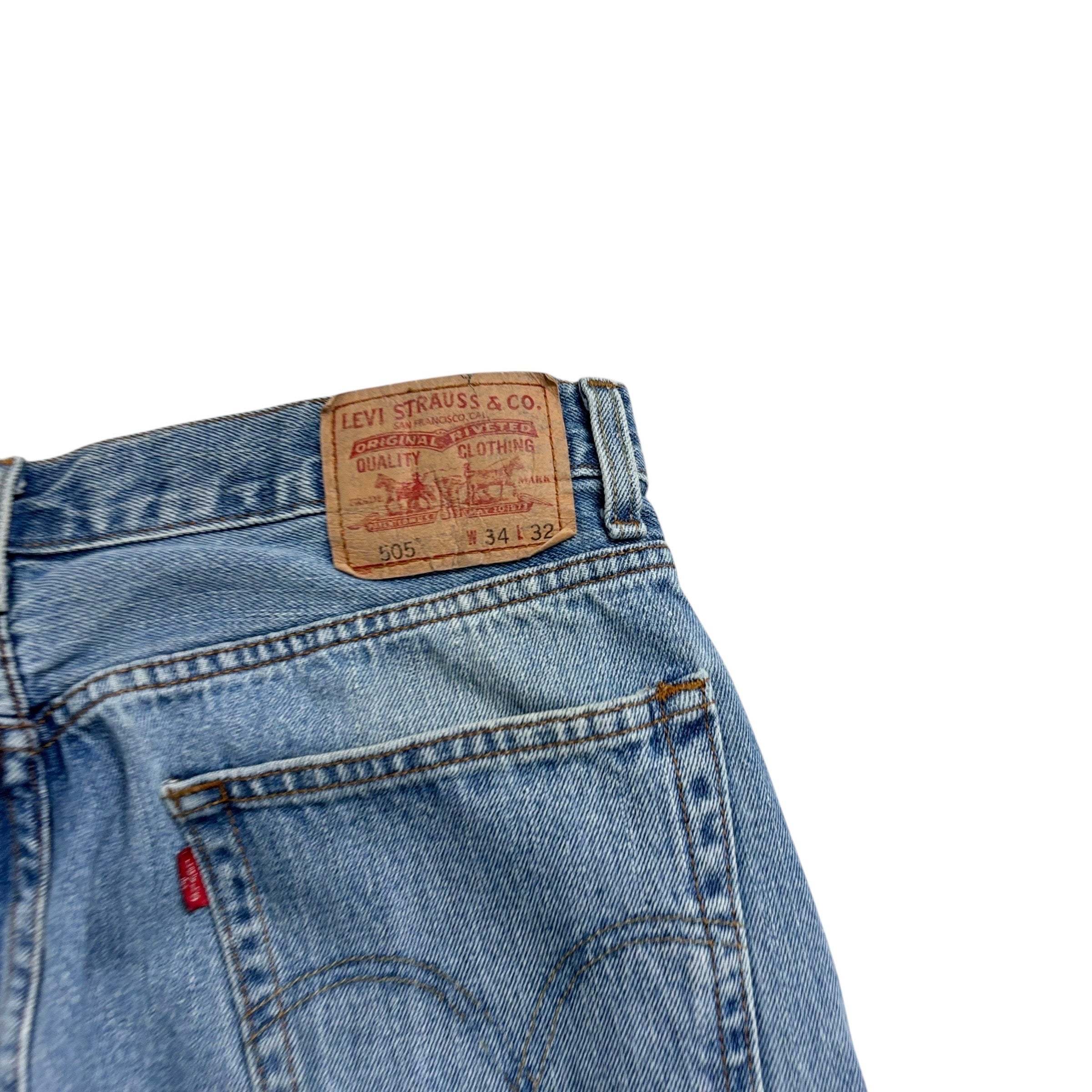 Levis 505 Jeans W33 L31 Mens Light Blue Regular Straight Fit Vintage Denim