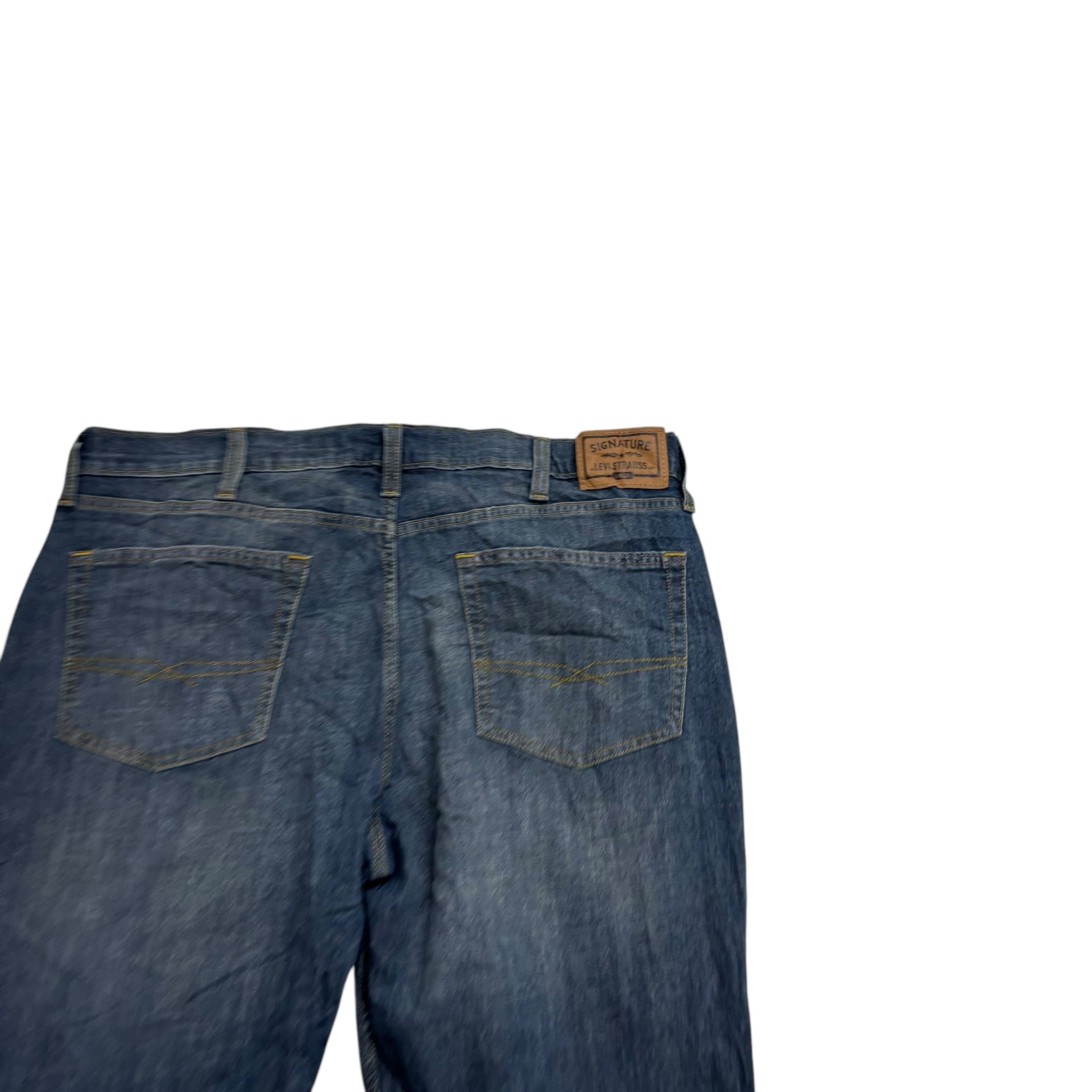 Levis Signature Jeans W38 L30 Mens Dark Blue Regular Straight Stretch Denim (E)