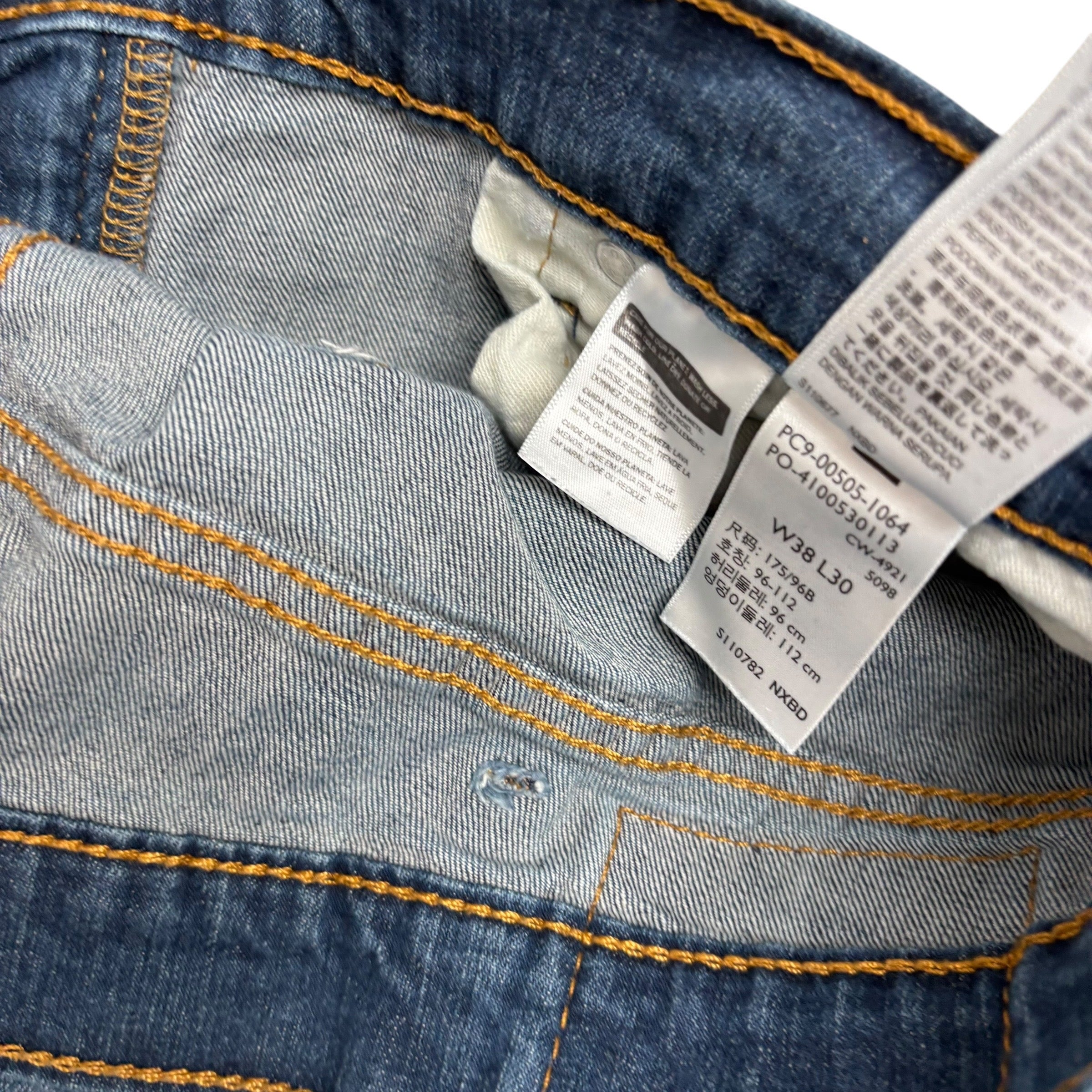 Levis 505 Jeans W38 L30 Mens Dark Blue Regular Straight Fit Stretch Denim