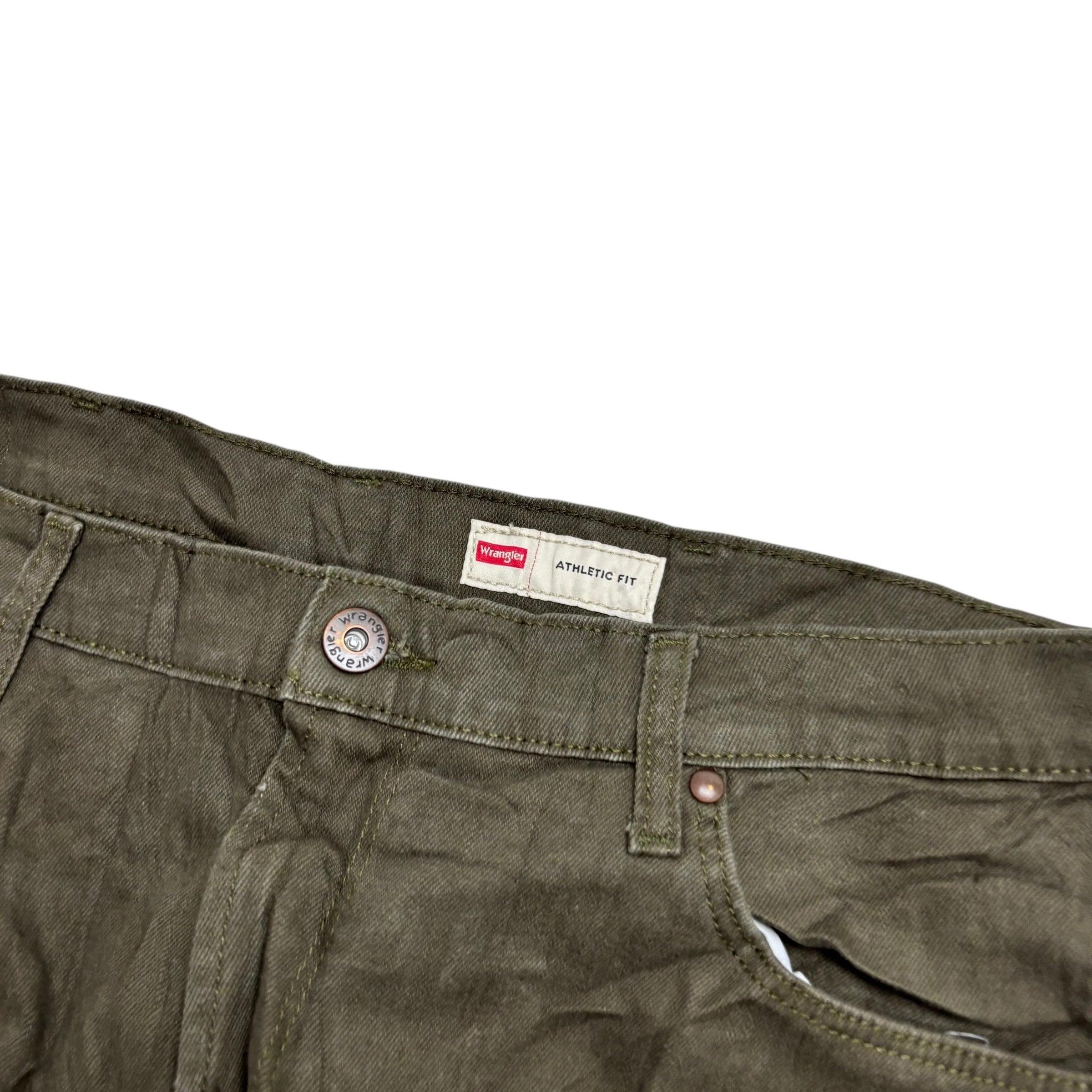 Wrangler Jeans W36 L32 Mens Green Athletic Straight Fit Stretch Denim (E)