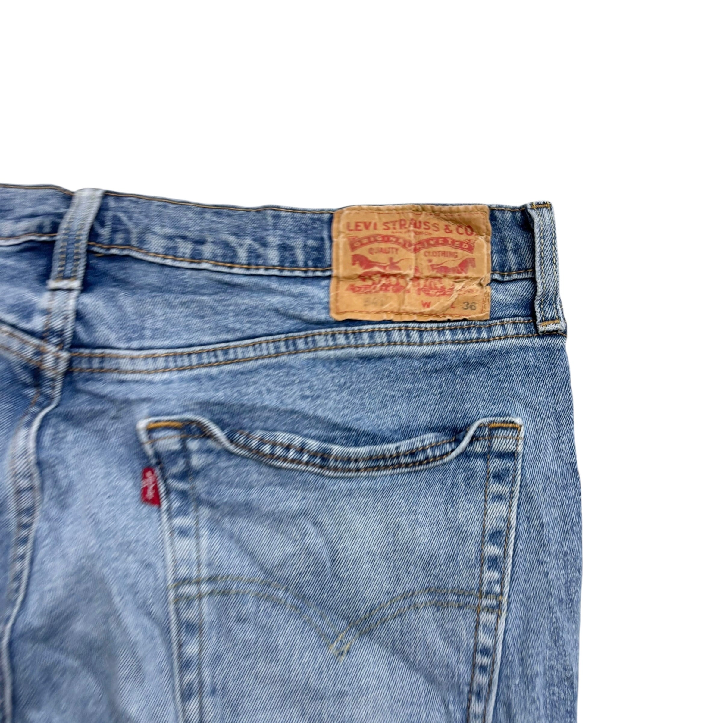 Levis 541 Jeans W34 L36 Mens Light Blue Athletic Tapered Fit Stretch Distressed