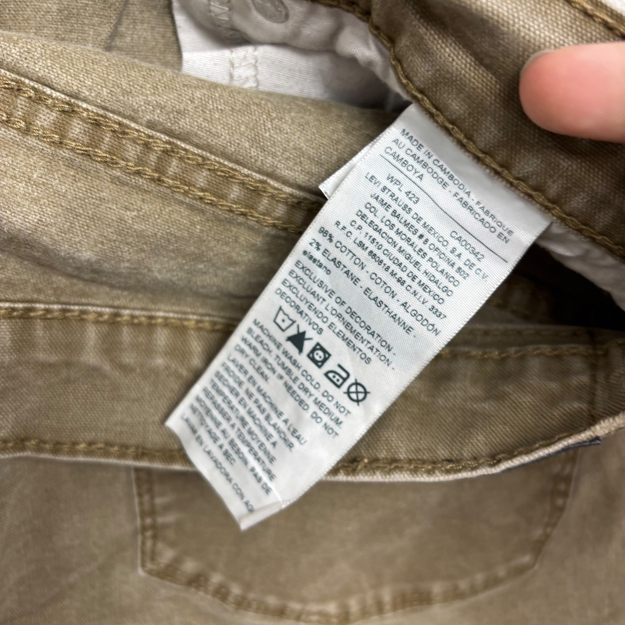 Levis Denizen Jeans W33 L31 Mens Brown Slim Straight Fit Stretch