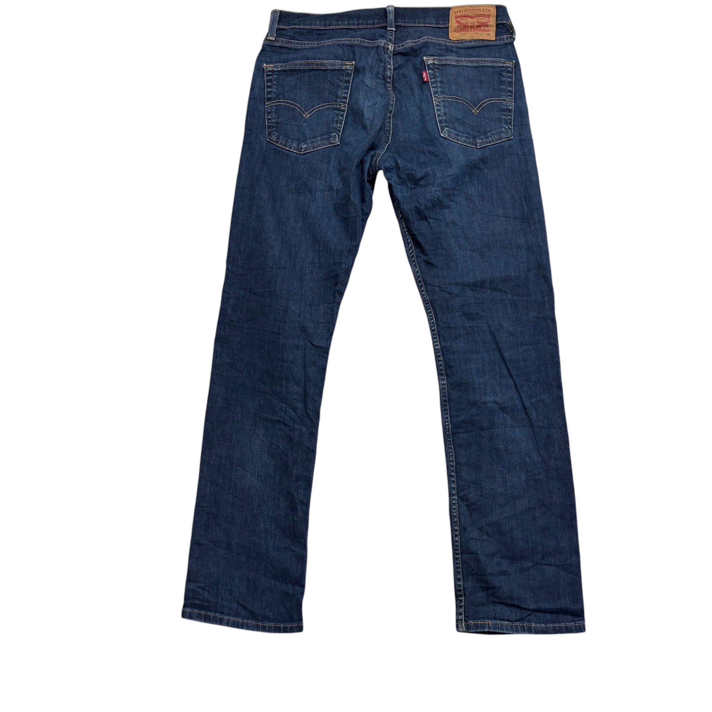 Levis 513 Jeans W32 L32 Mens Dark Blue Slim Straight Fit Stretch Denim