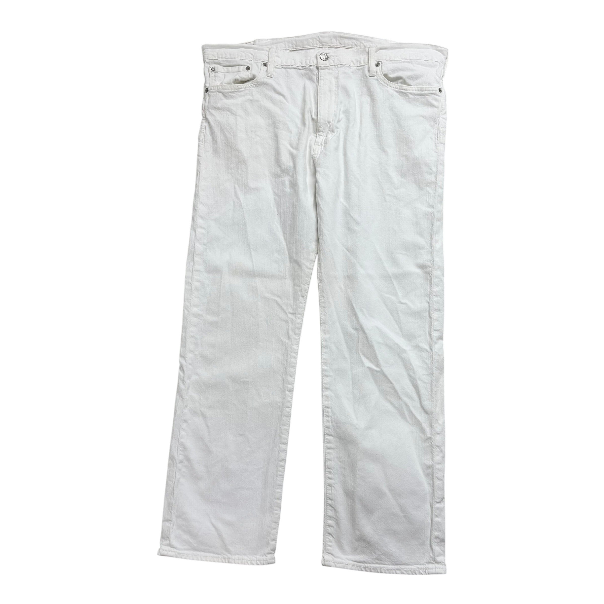 Levis 504 Jeans W40 L30 Mens White Regular Straight Fit Stretch Denim (F)