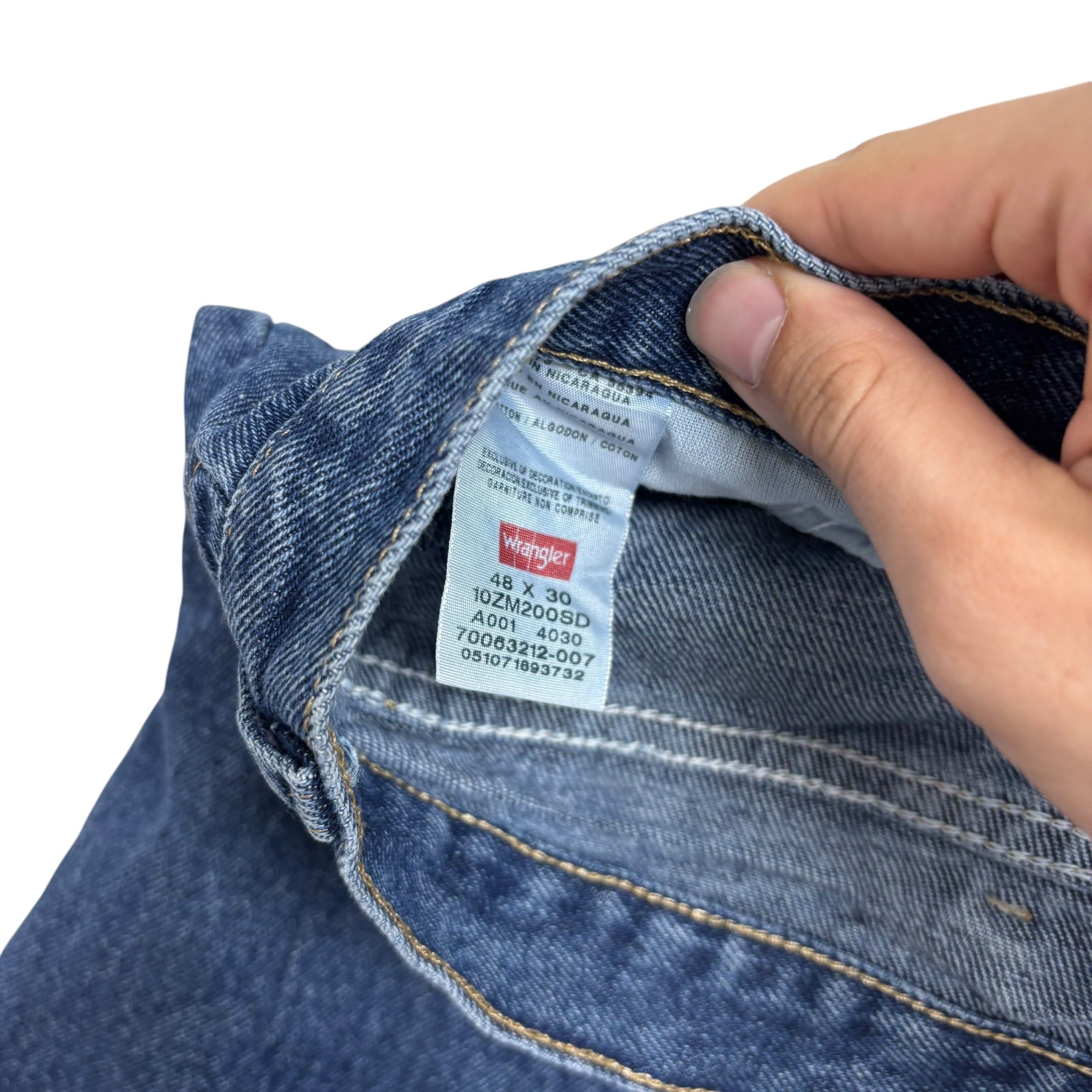 Wrangler Jeans W48 L30 Mens Mid Blue Relaxed Straight Fit Denim (E)