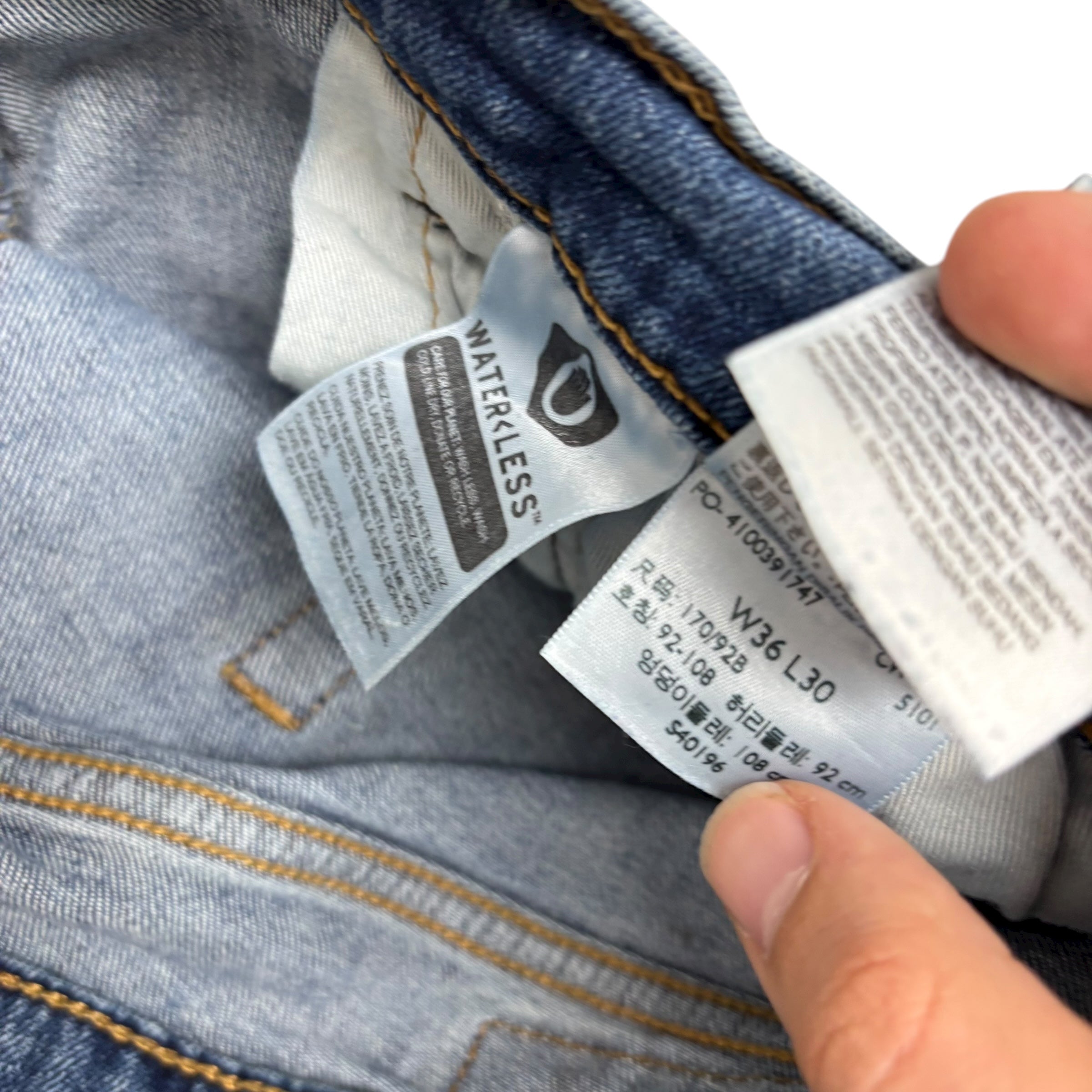 Levis 513 Jeans W36 L29 Mens Mid Blue Slim Straight Fit Stretch Denim (F)