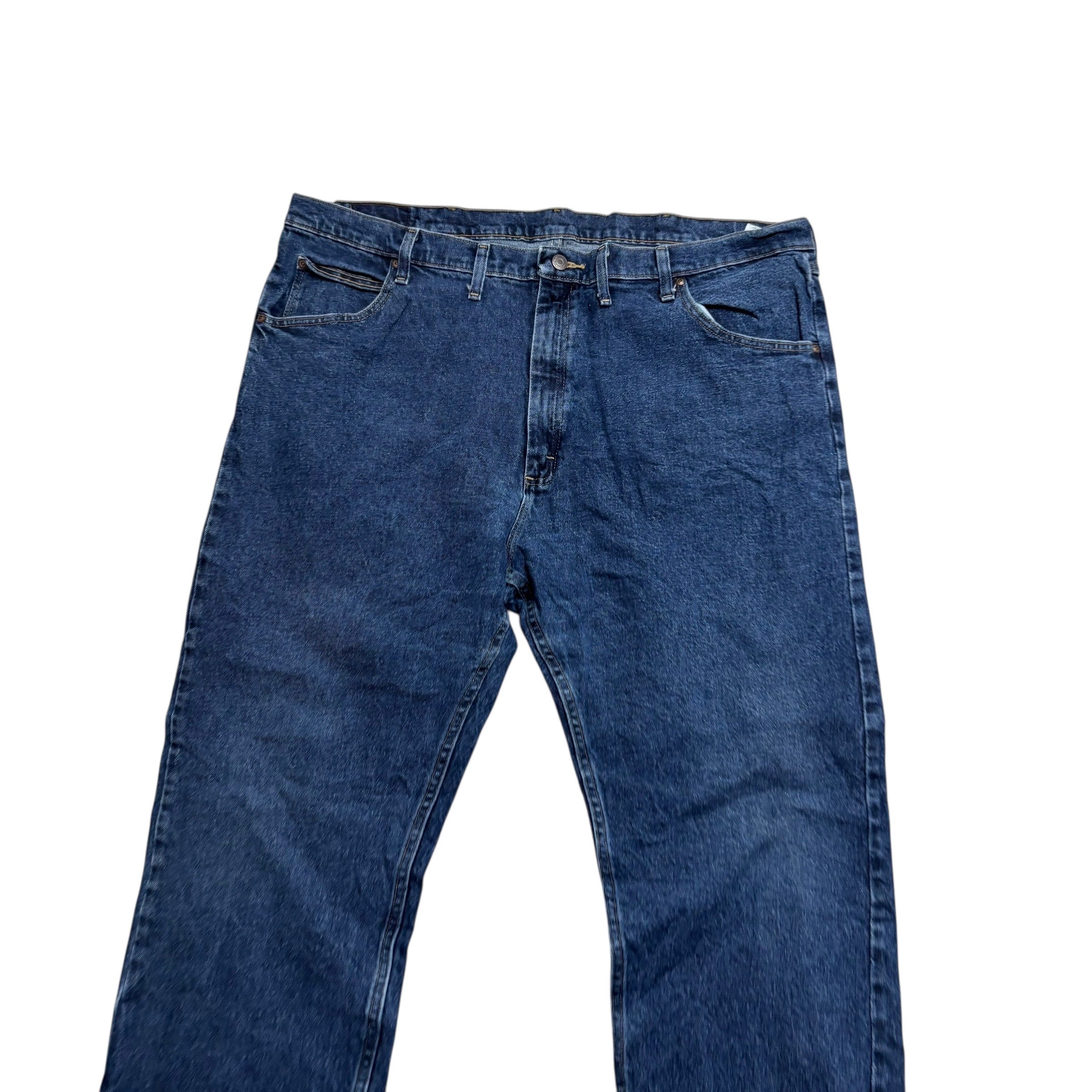 Wrangler Jeans W44 L30 Mens Mid Blue Regular Straight Fit Stretch Denim (E)