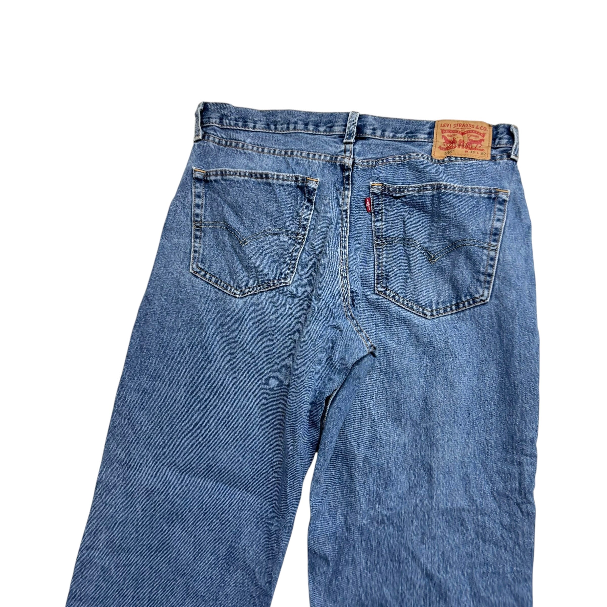 Levis 550 Jeans W36 L32 Mens Mid Blue Baggy Relaxed Straight Fit Denim (E)