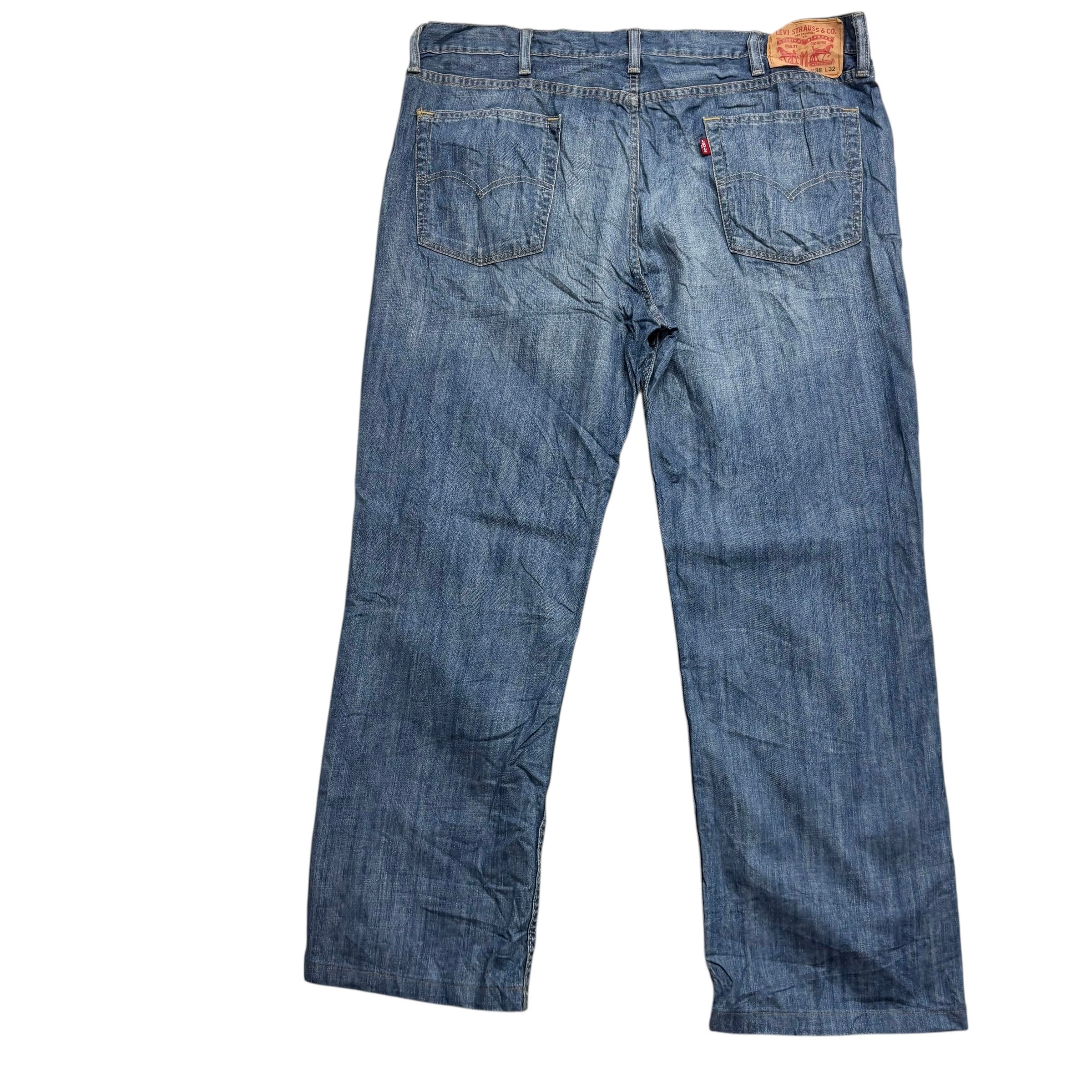 Levis 514 Jeans W38 L29 Mens Mid Blue Regular Straight Fit Denim (E)