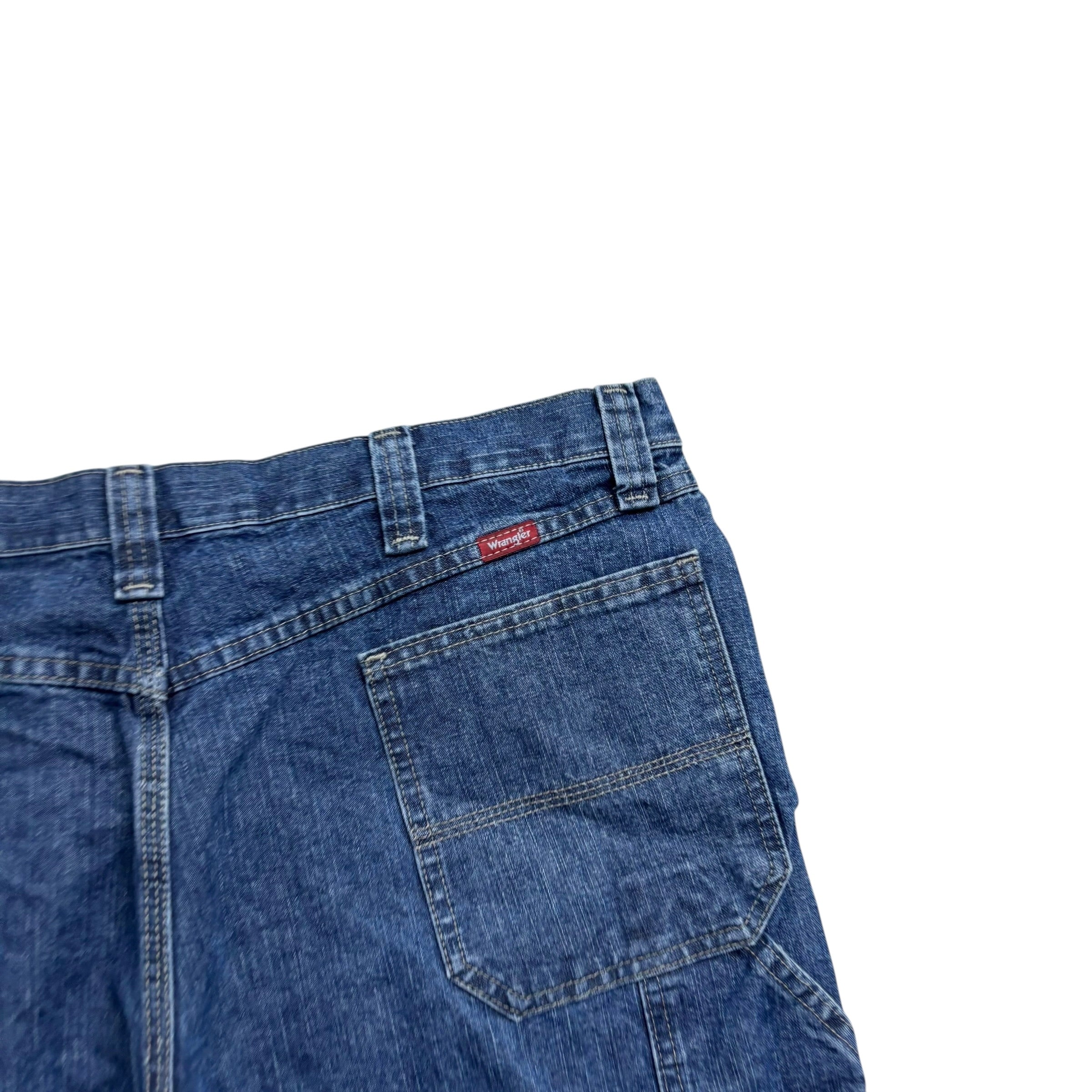 Wrangler Baggy Jorts W38 Mens Dark Blue Denim Shorts Relaxed Carpenter (E)