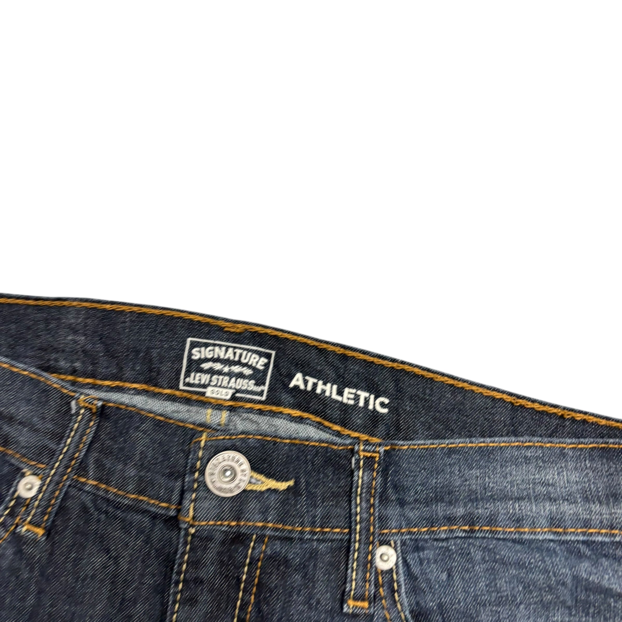 Levis Signature Jeans W34 L34 Mens Dark Blue Athletic Tapered Stretch Denim (E)