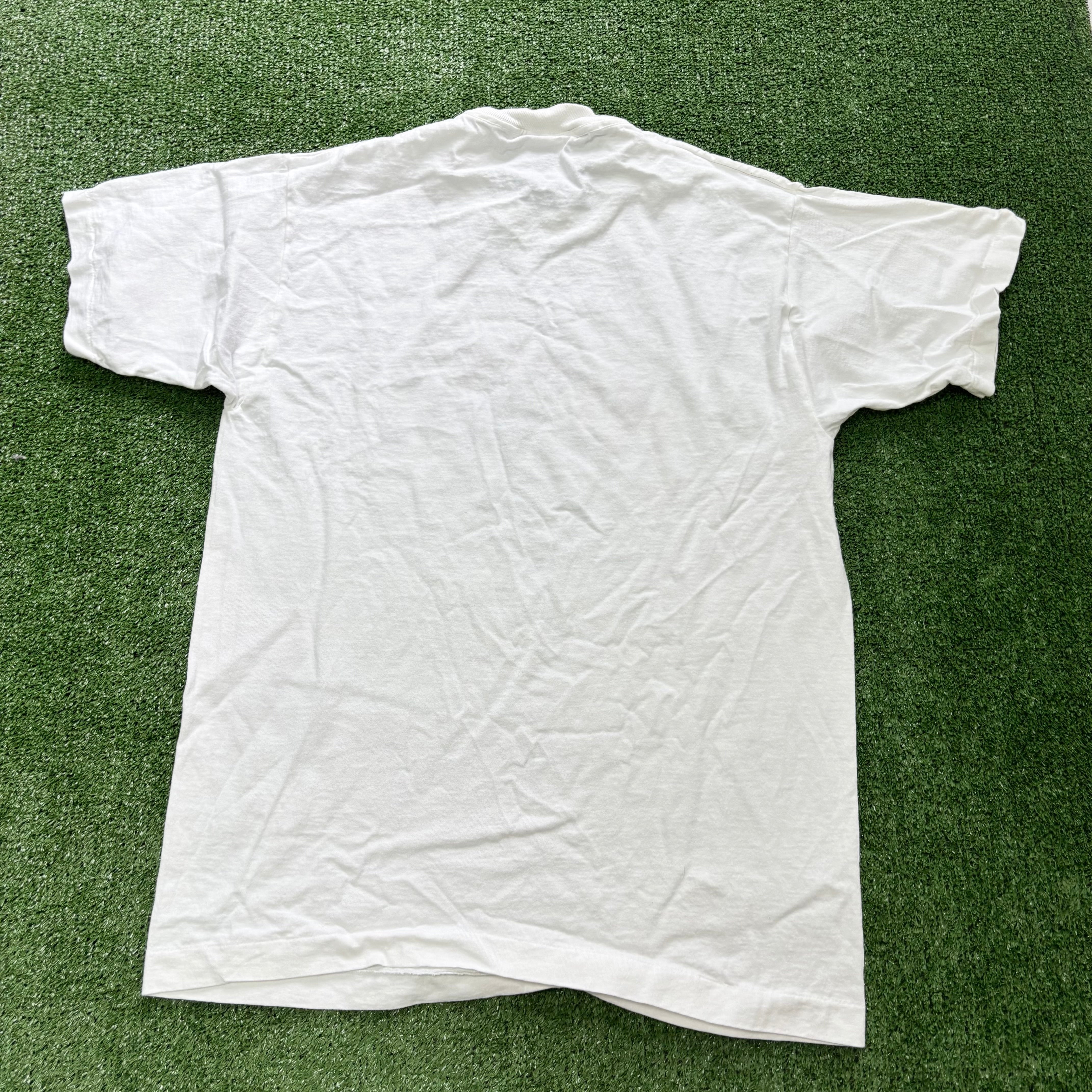 Vintage T Shirt Mens Large White Single Stitch Graphic Print 90s USA