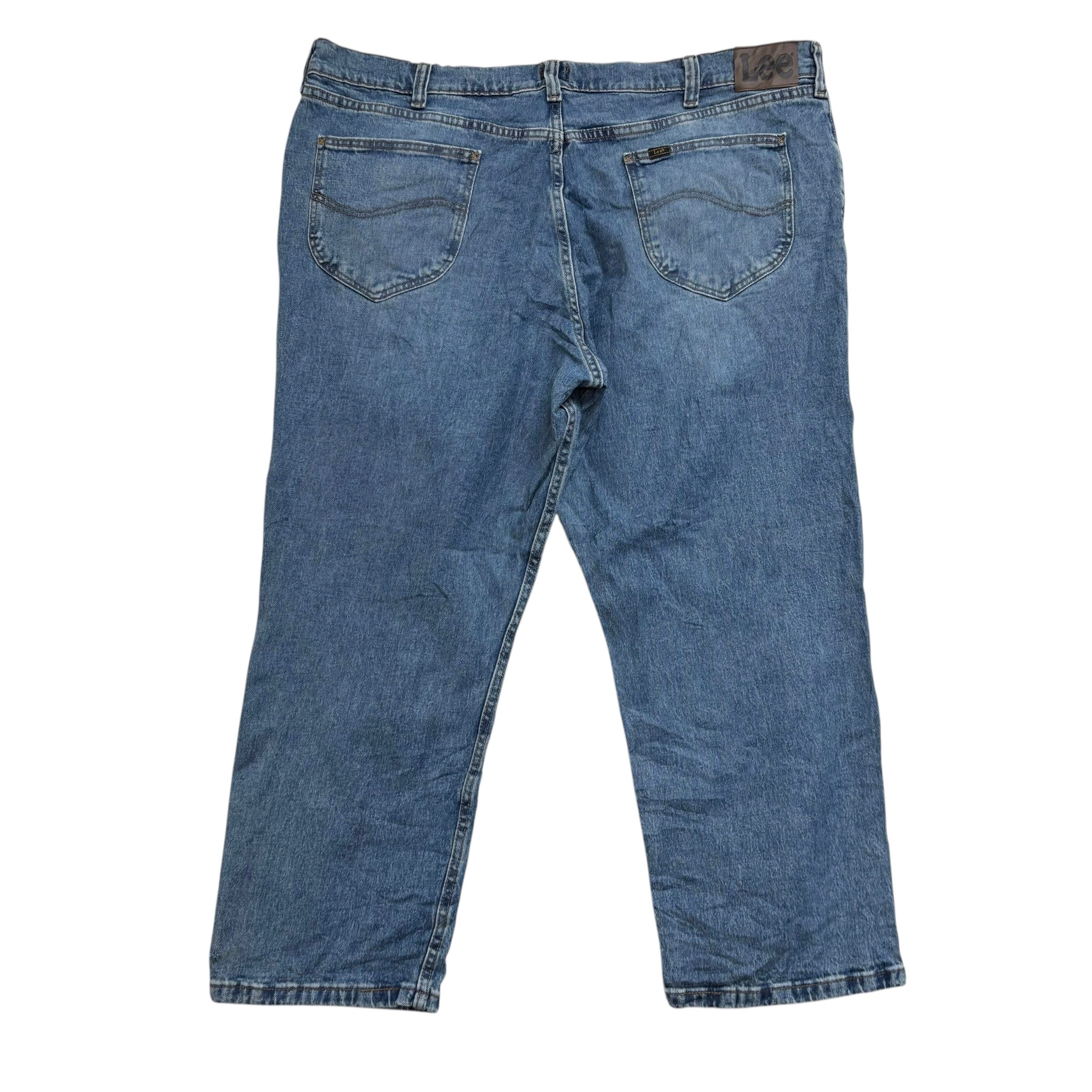 Lee Jeans W46 L28 Mens Mid Blue Relaxed Straight Fit Stretch Denim